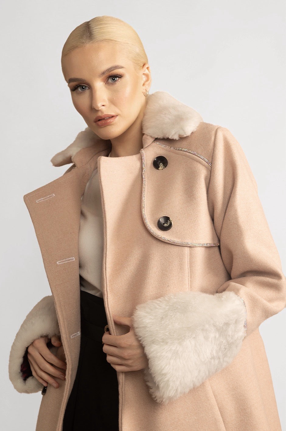 WOOL SHEARLING COAT