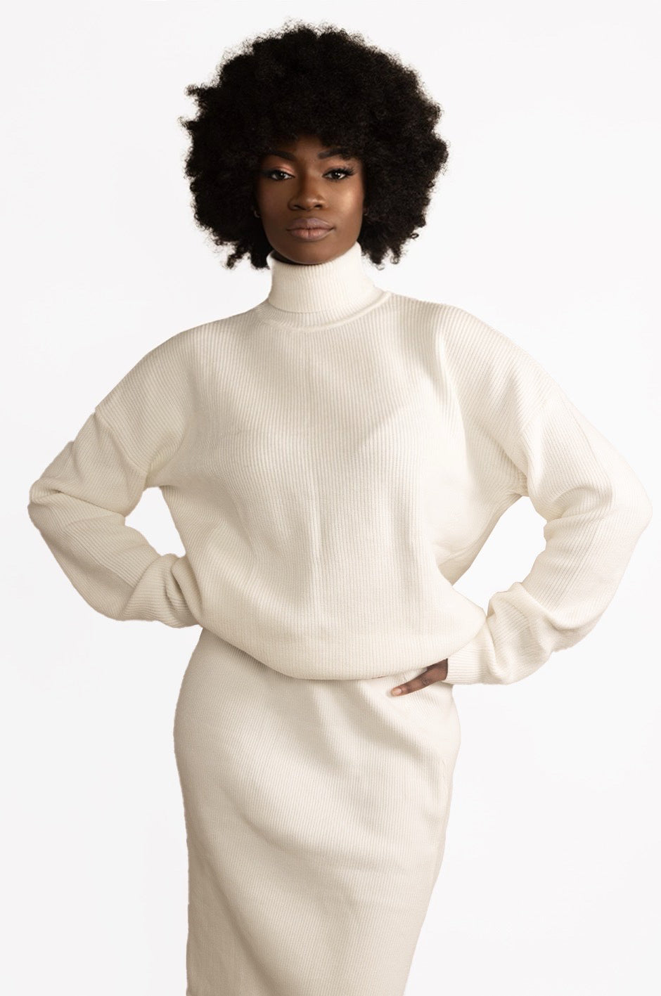 THIGH SPLIT KNITTED SKIRT