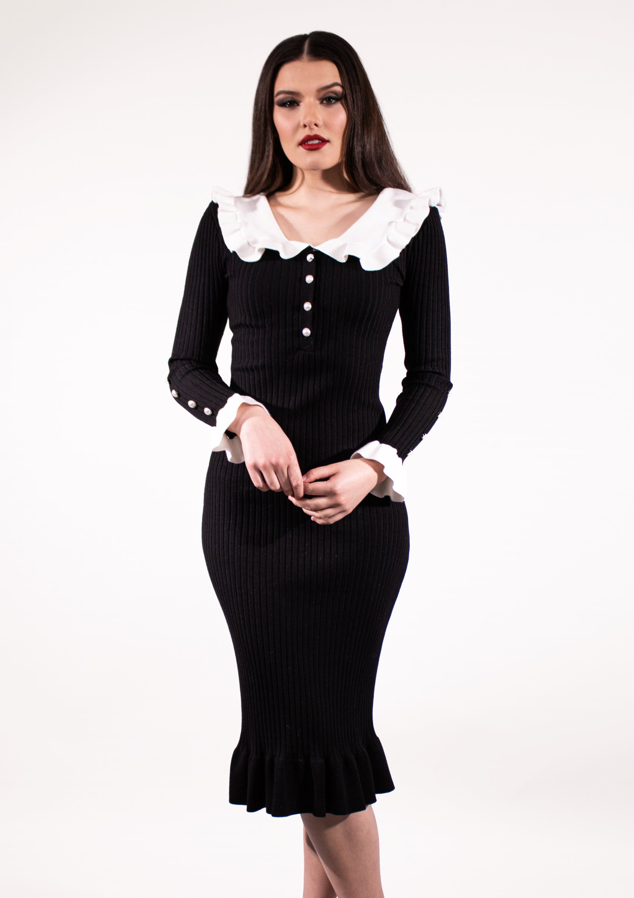 RUFFLED DETAILED KNITTED DRESS