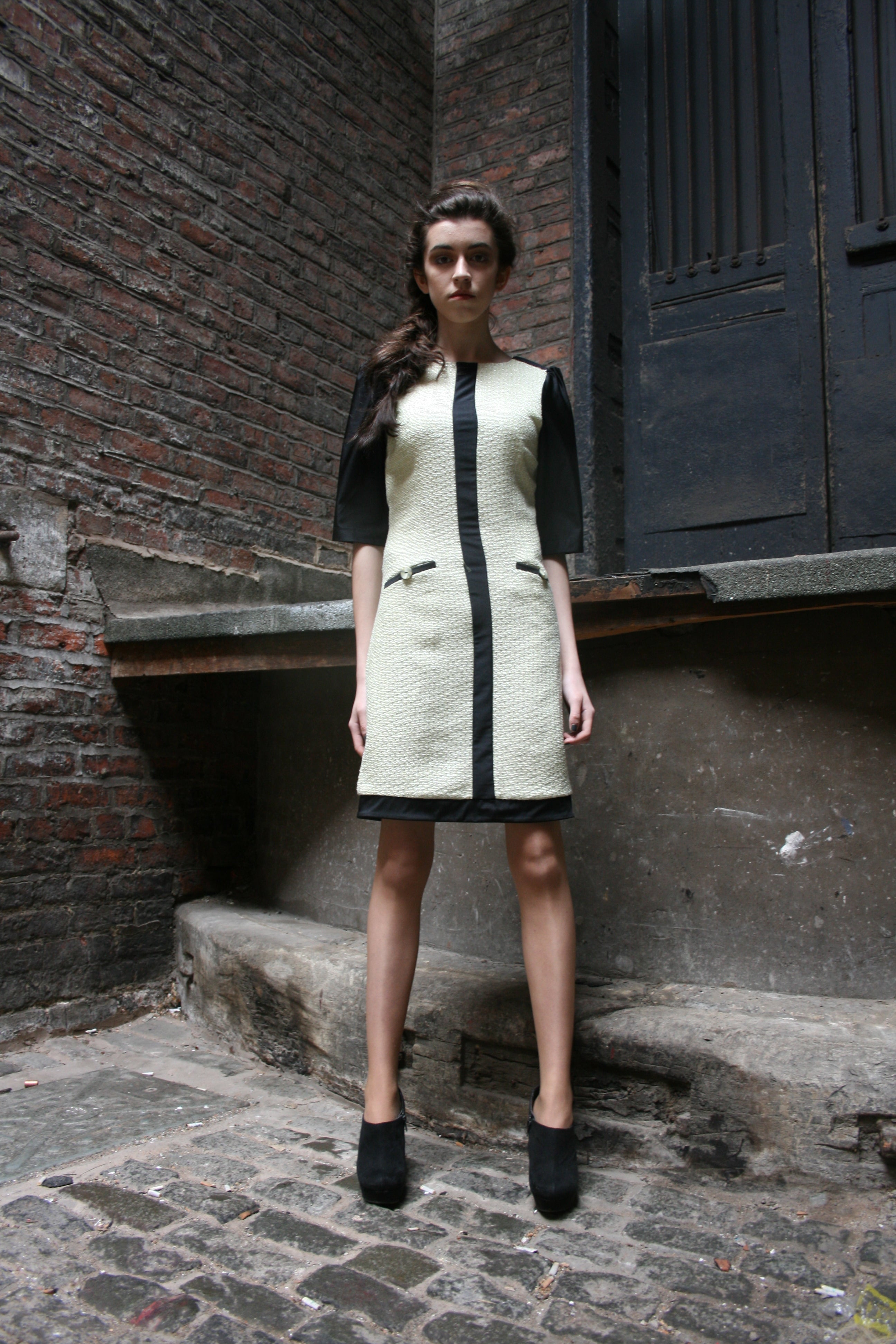 3/4 SLEEVE PANEL DRESS