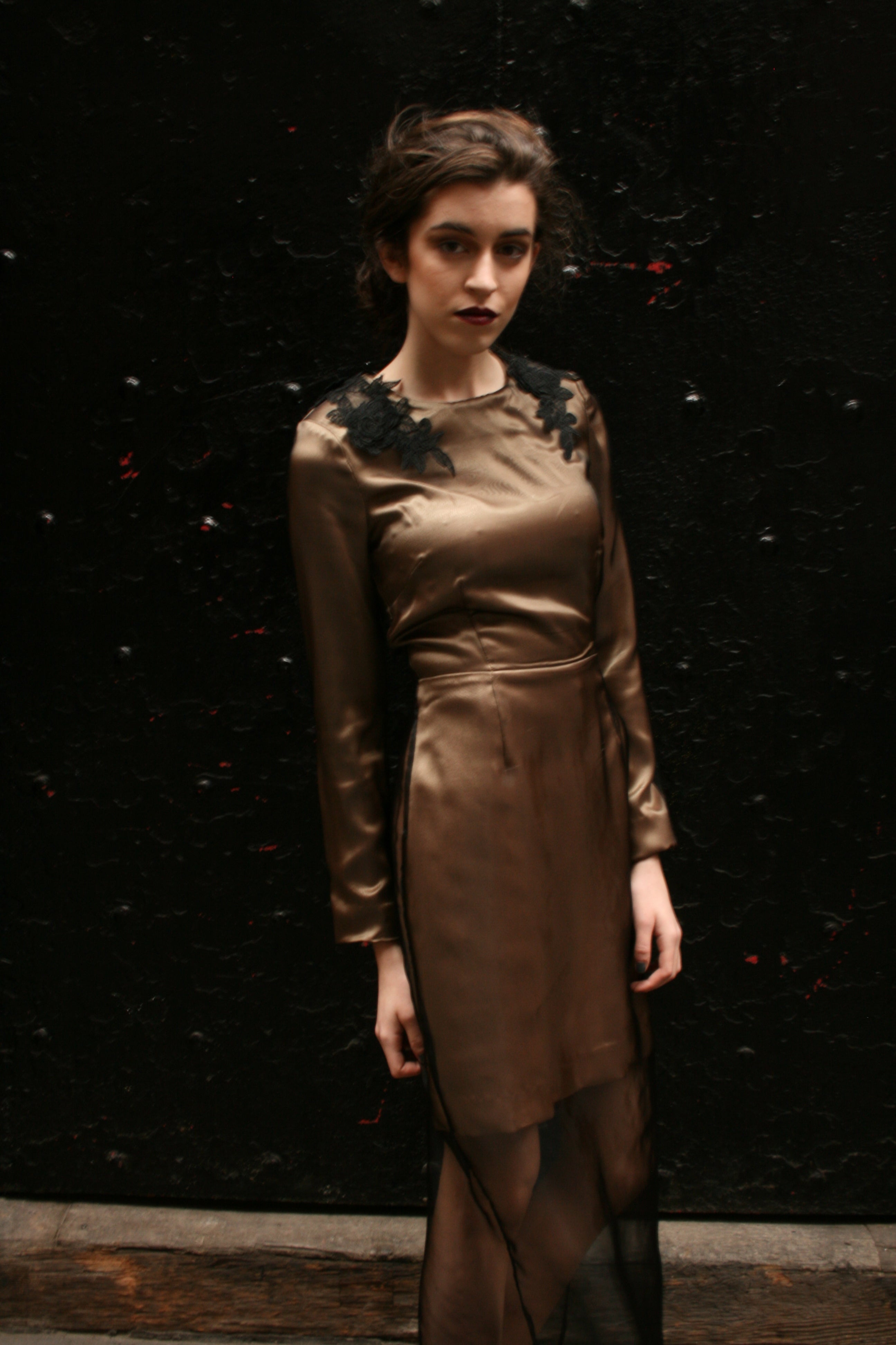 SHOULDER EMBROIDERED APPLIQUE DRESS