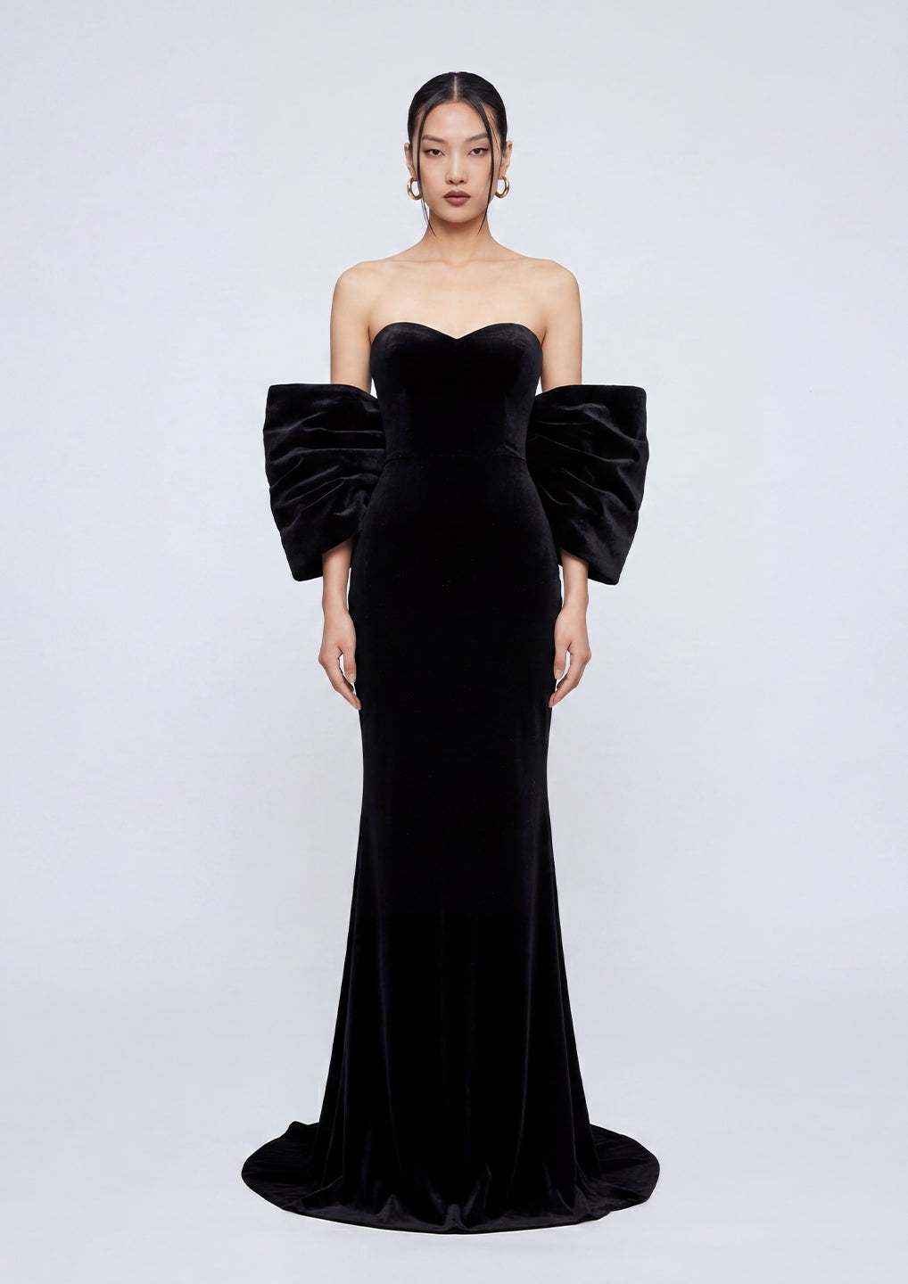 Velvet Strapless Bow Gown