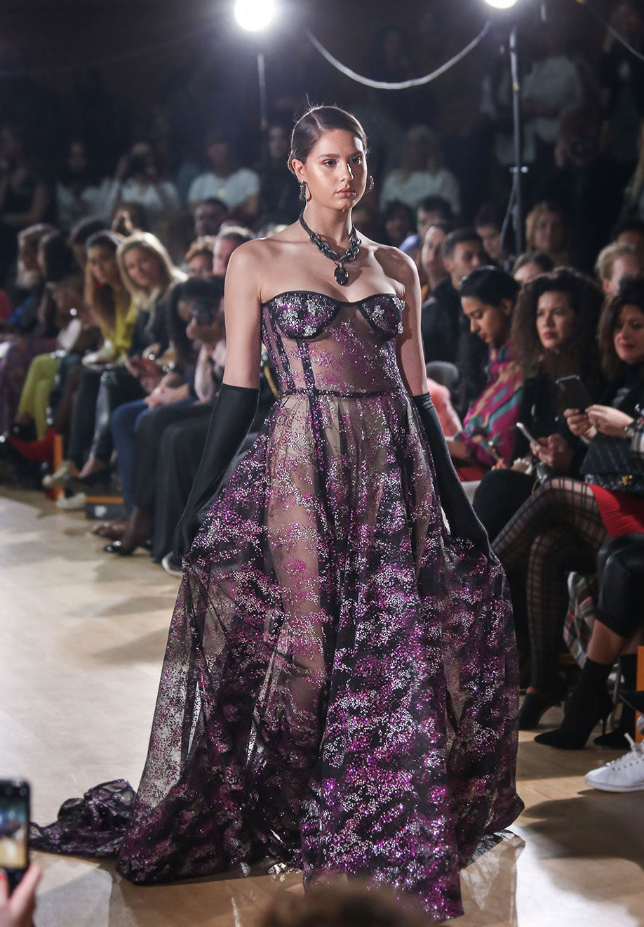 CORSETED TRANSPARENT GOWN