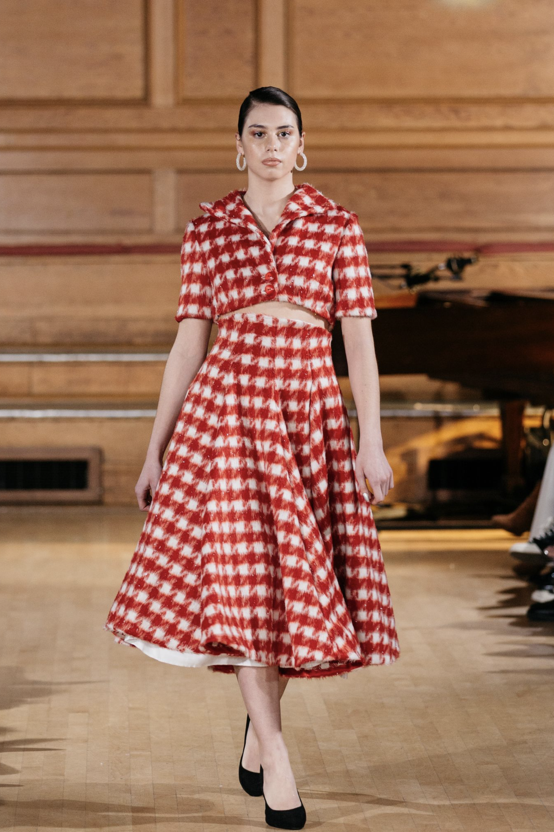 GINGHAM HIGH WAIST SKIRT & CROPPPED JACKET