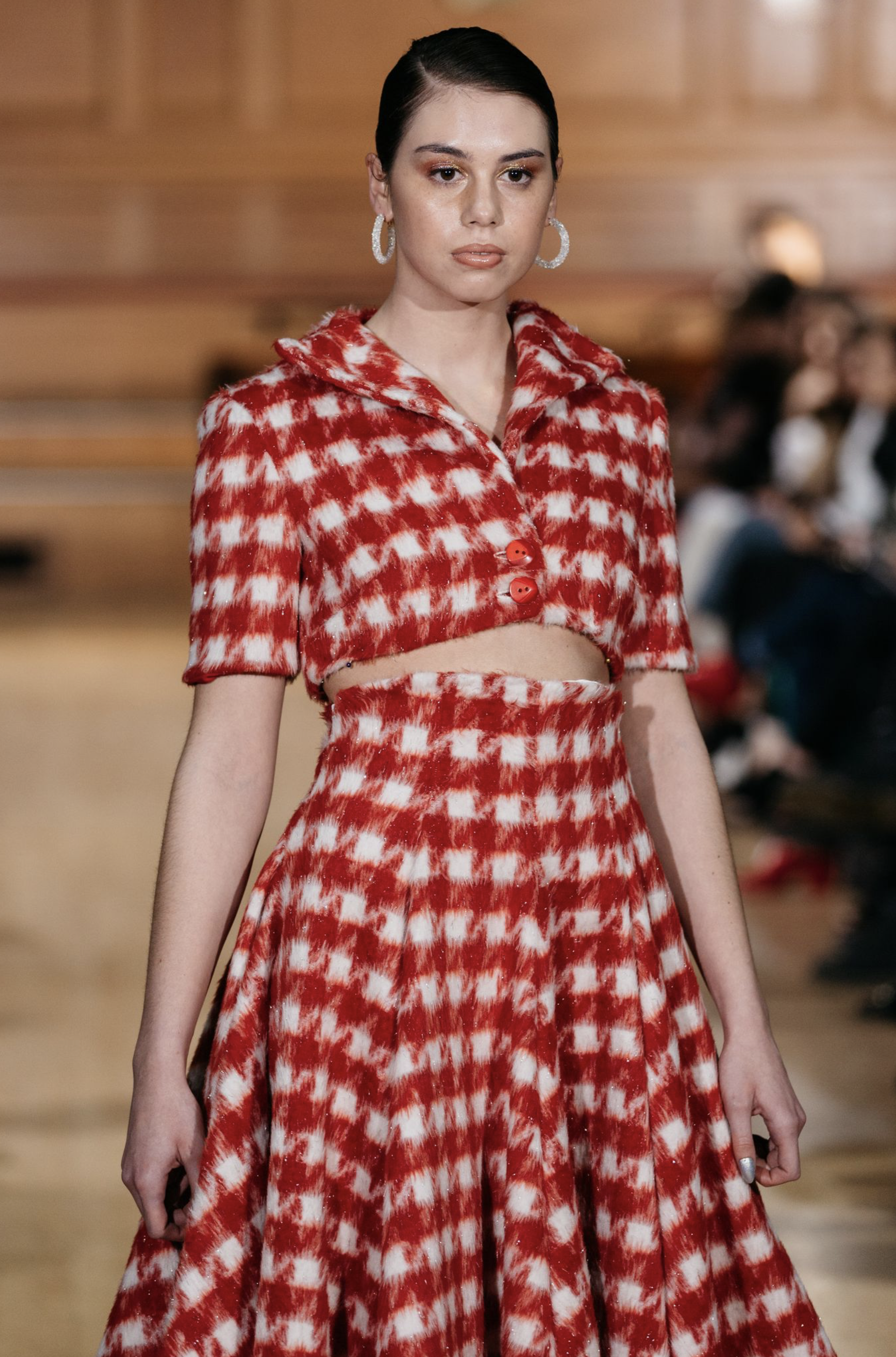 GINGHAM HIGH WAIST SKIRT & CROPPPED JACKET