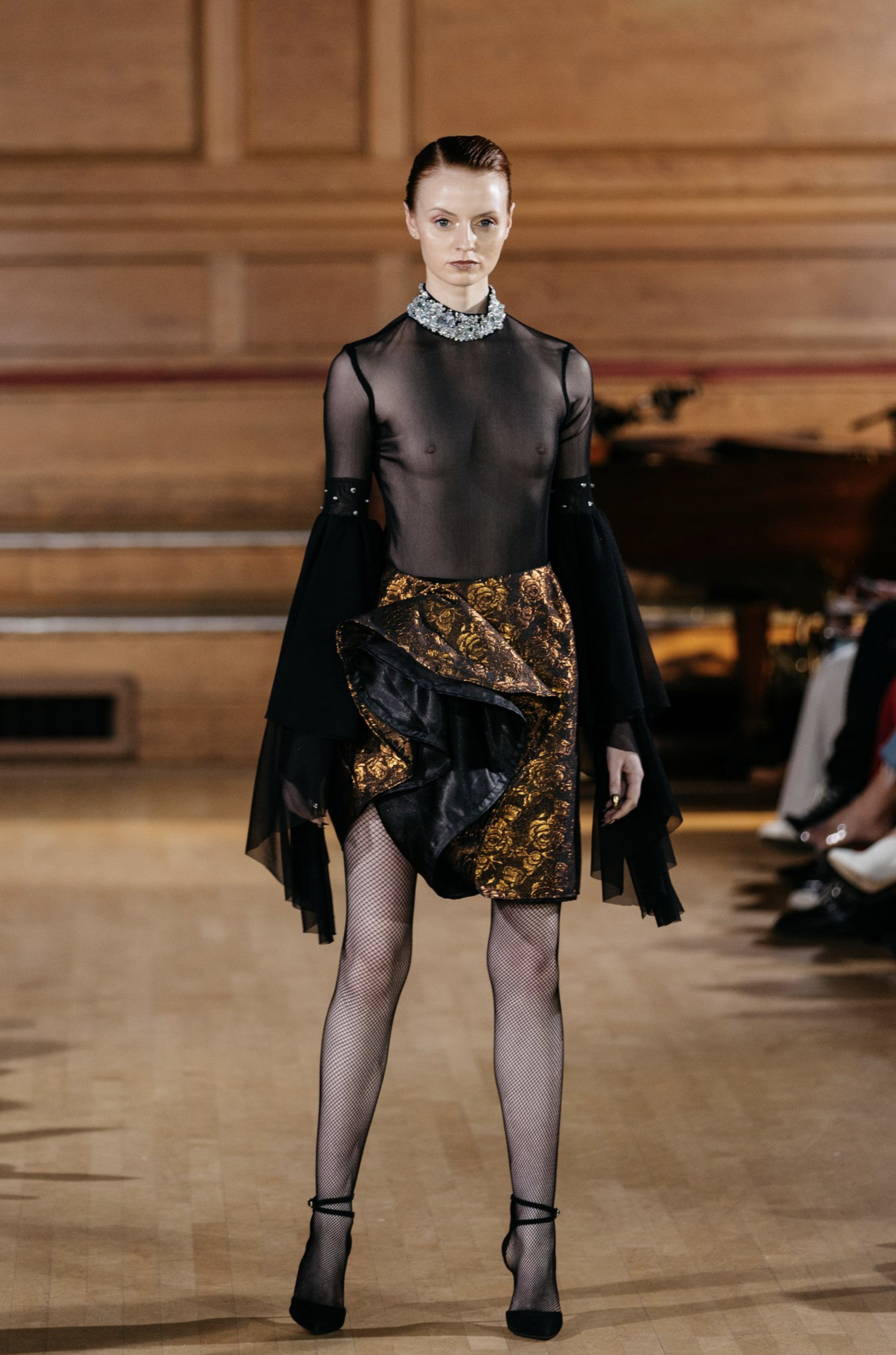 BRONZE STRUCTURED RUCHE SKIRT