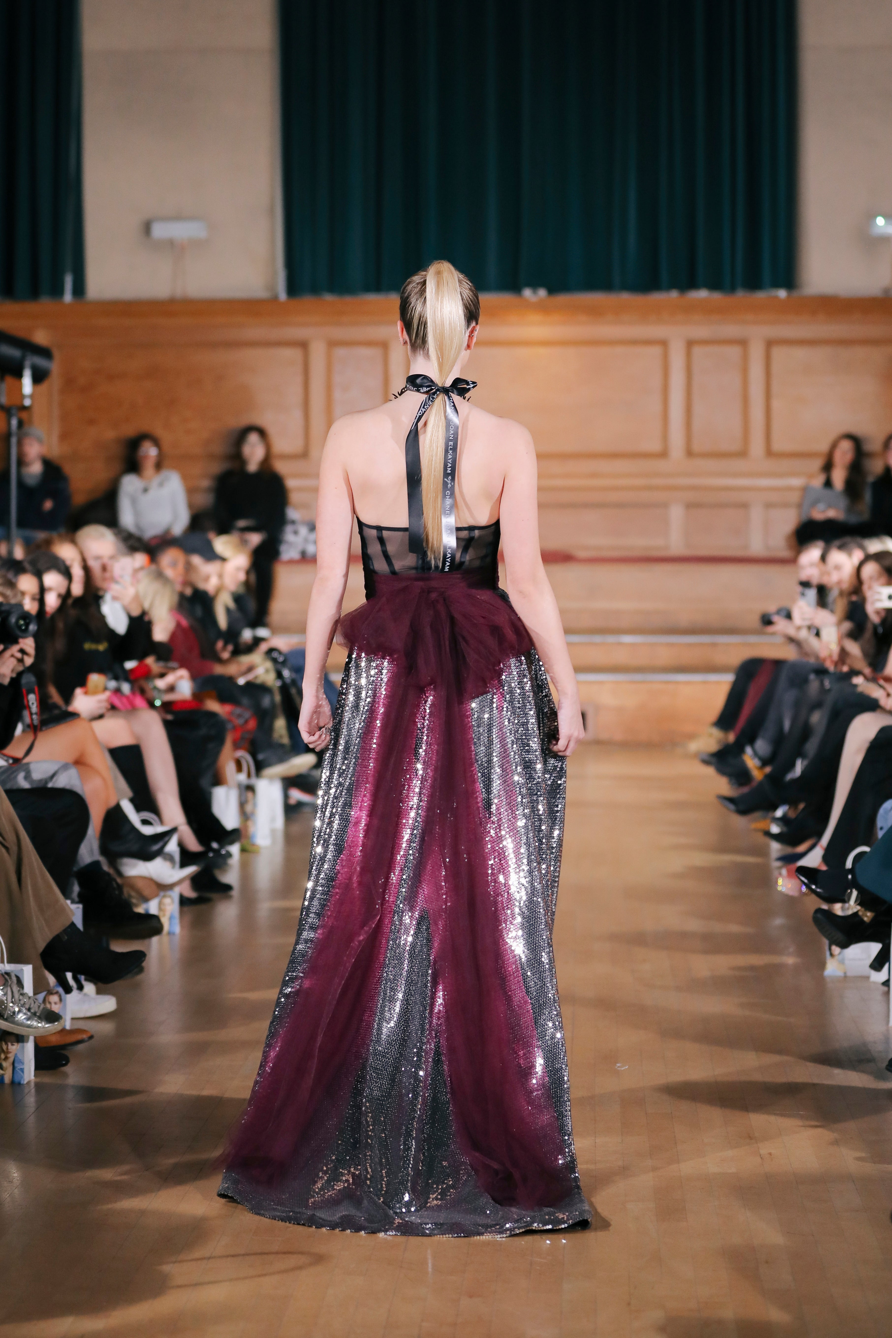 SILVER SEQUIN EMBELLISHED SKIRT