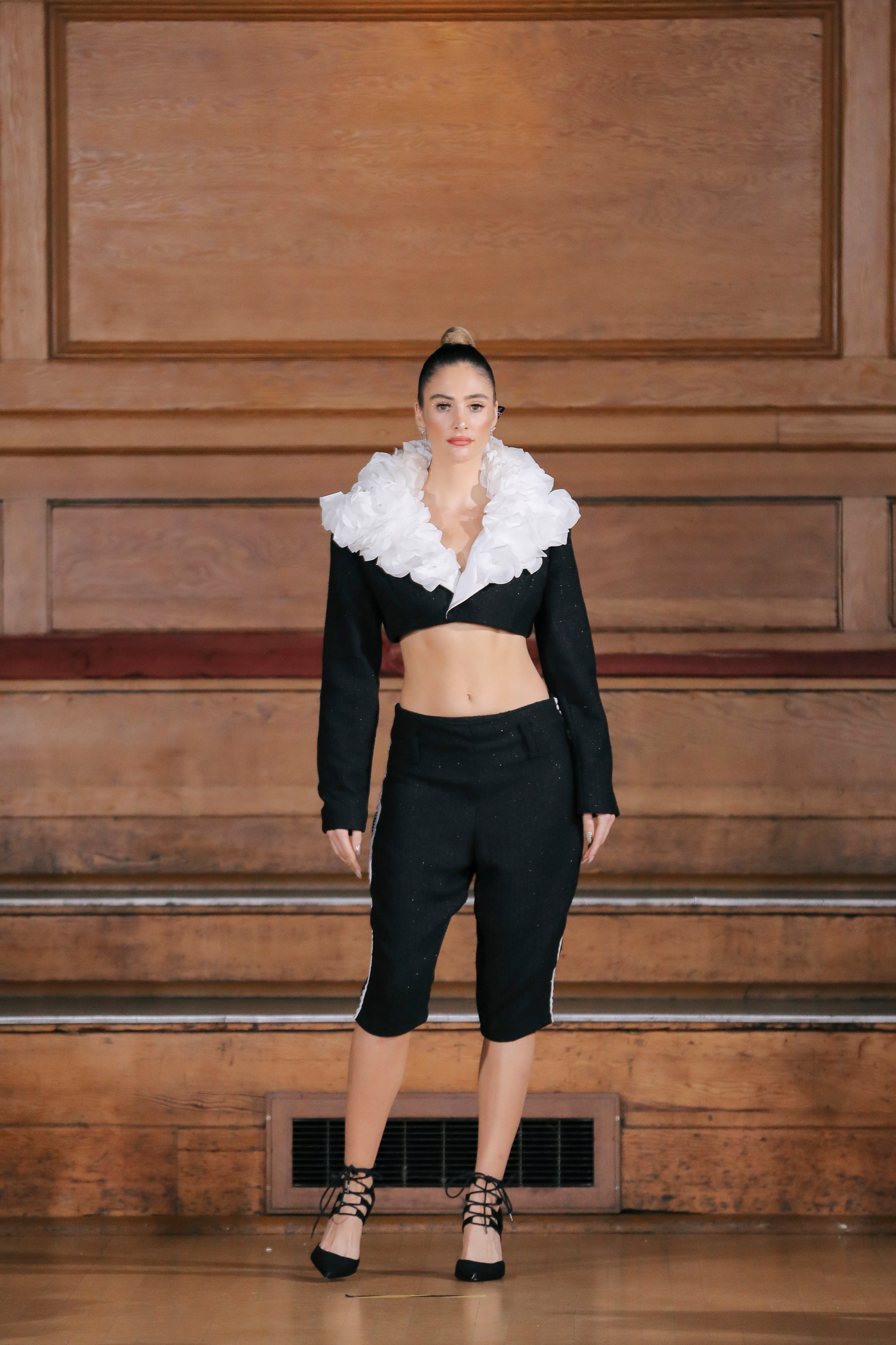 CROPPED PETAL EMBELLISHED JACKET & TROUSER