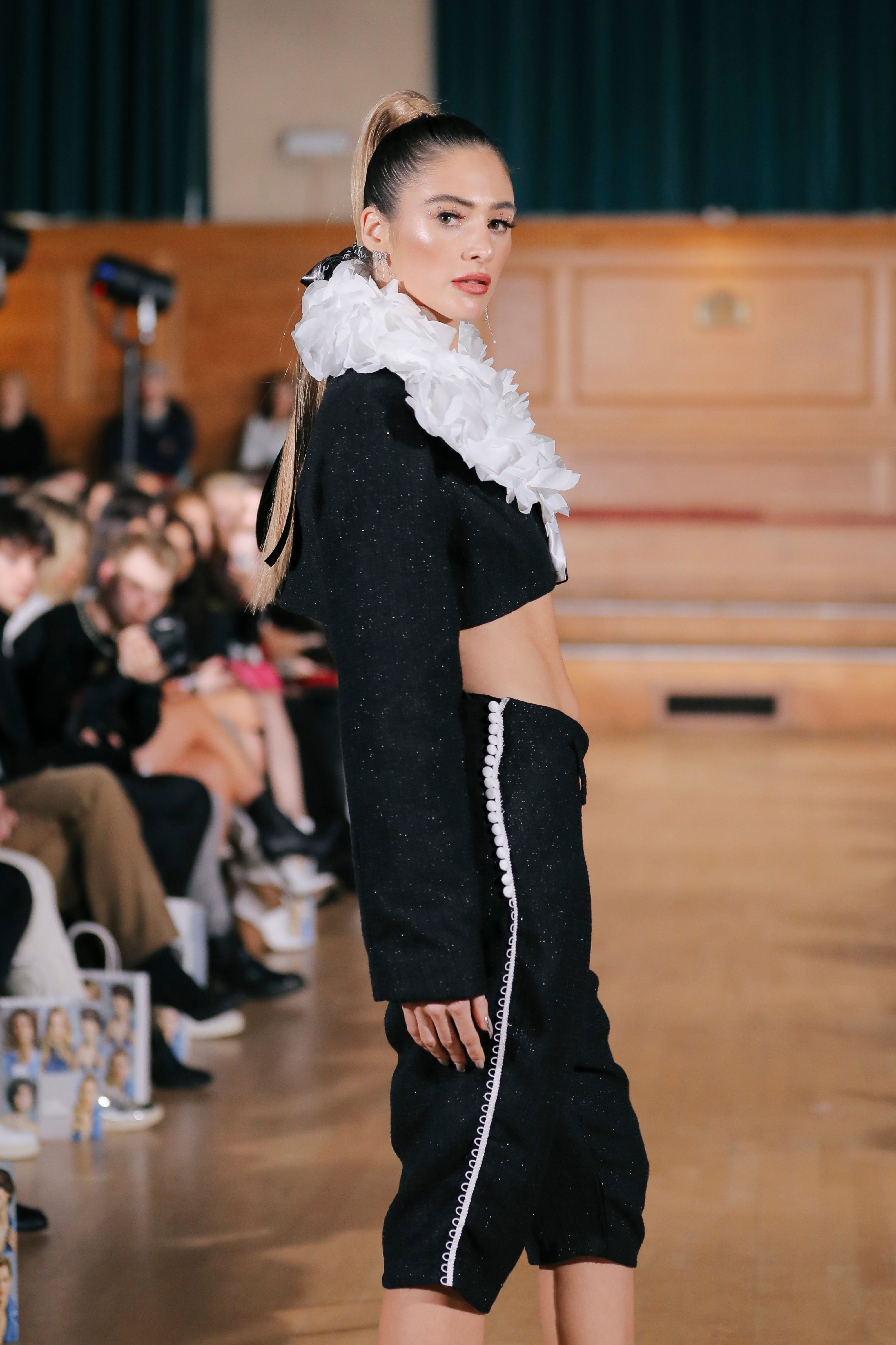 CROPPED PETAL EMBELLISHED JACKET & TROUSER