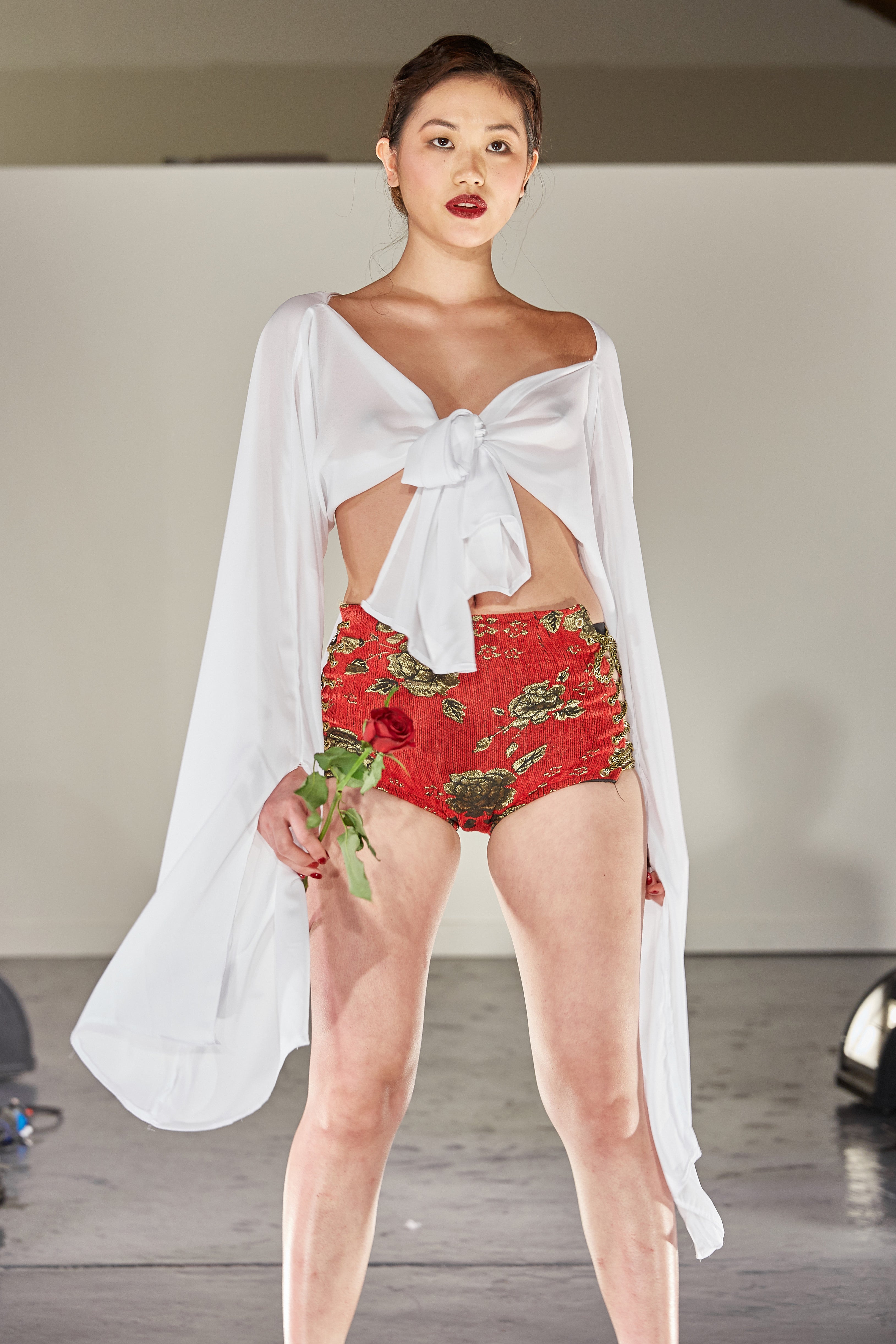 JACQUARD LACE-UP SHORTS