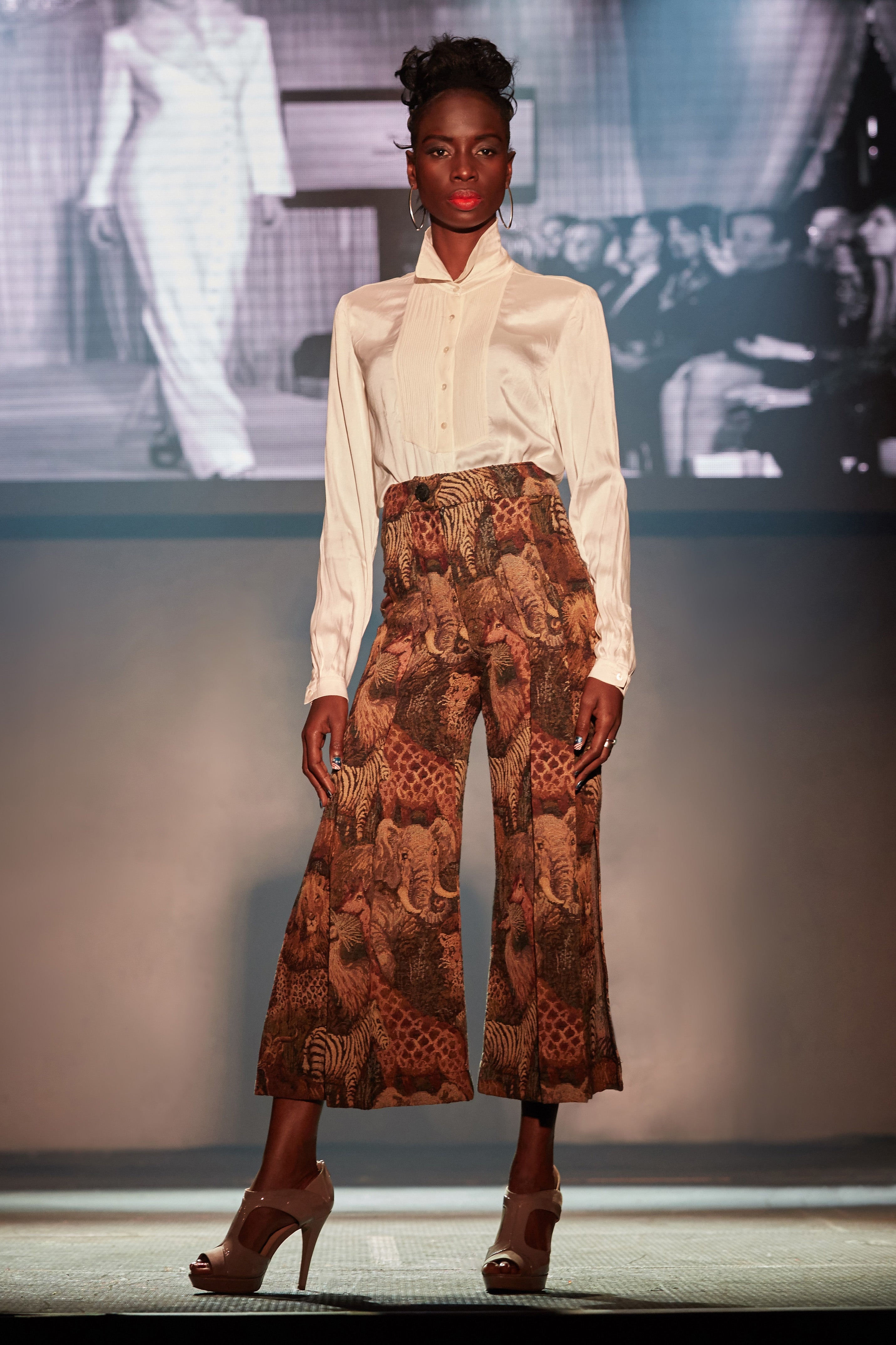 MIDI ANIMAL WEAVED TROUSER