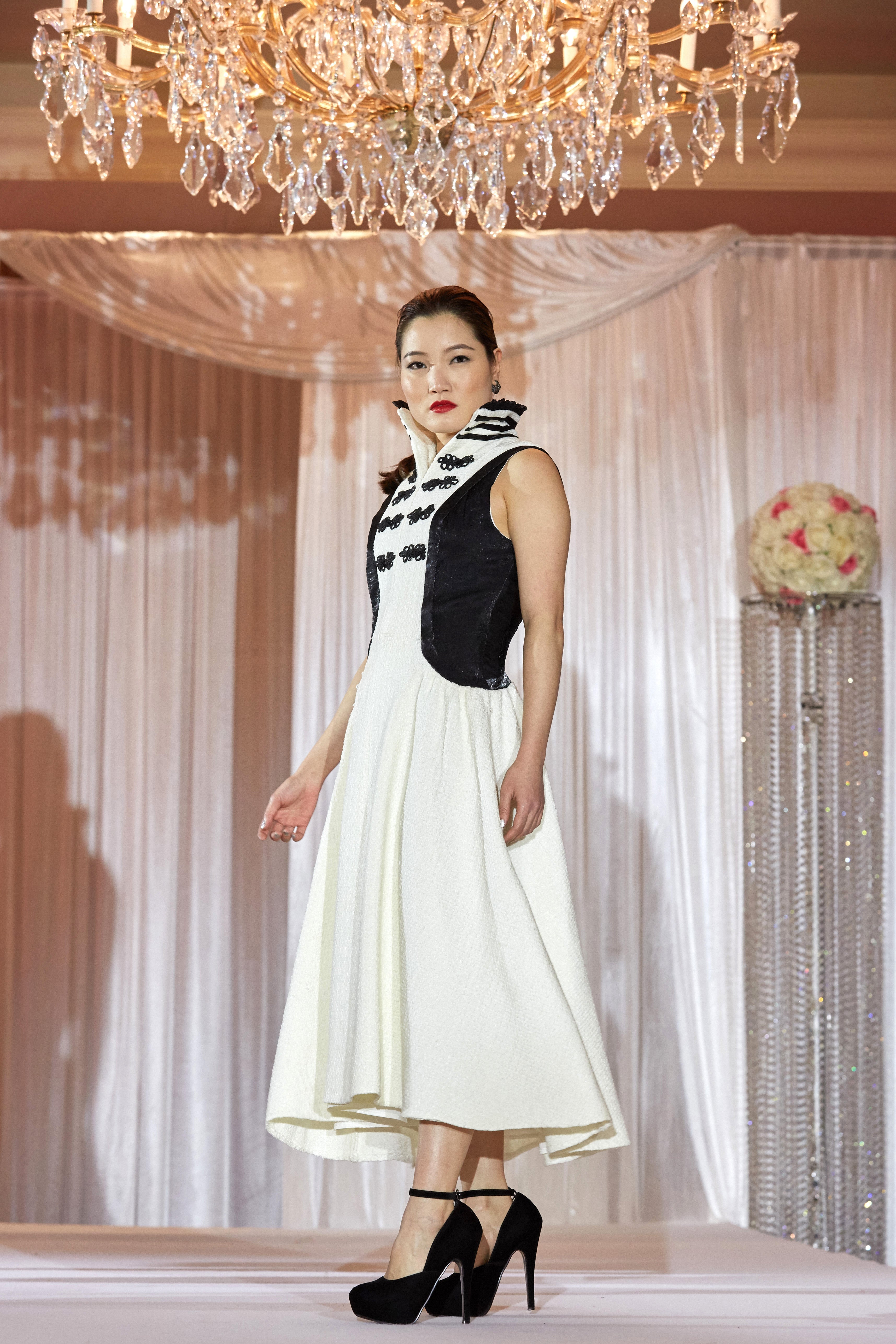 HIGH NECK ZIP FRONT DRESS