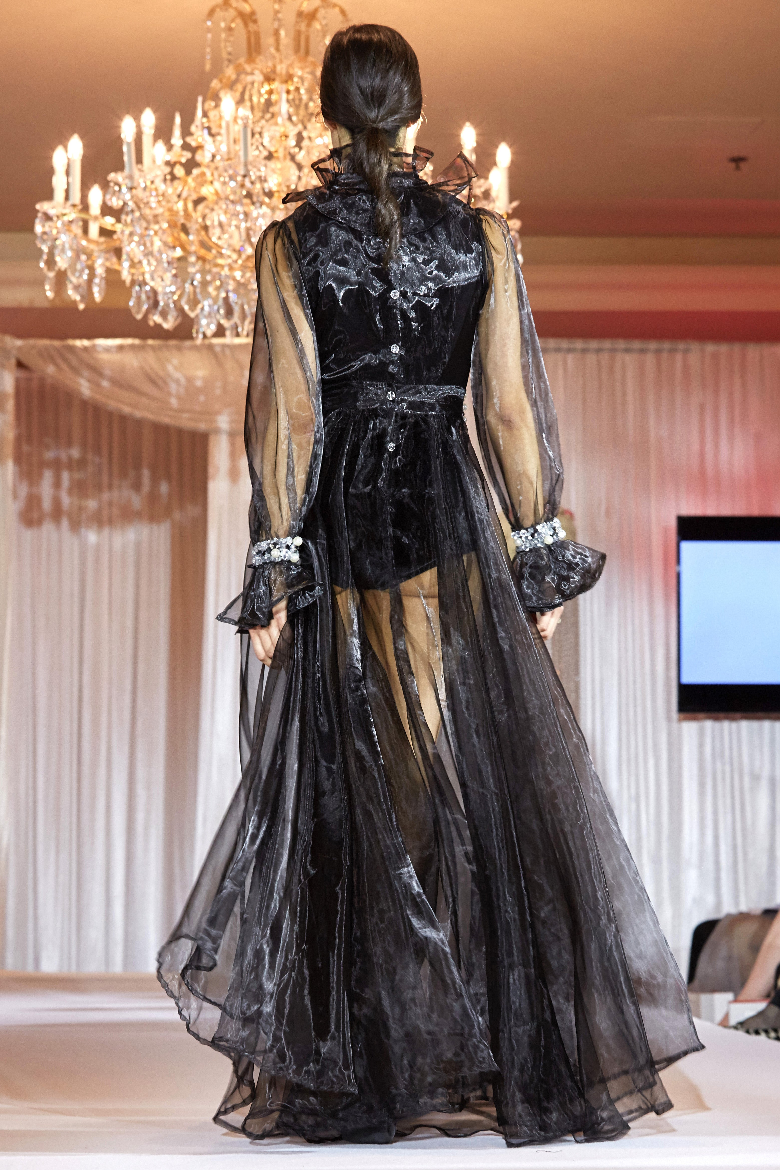 CRYSTAL HAND EMBELLISHED TRANSPARENT GOWN