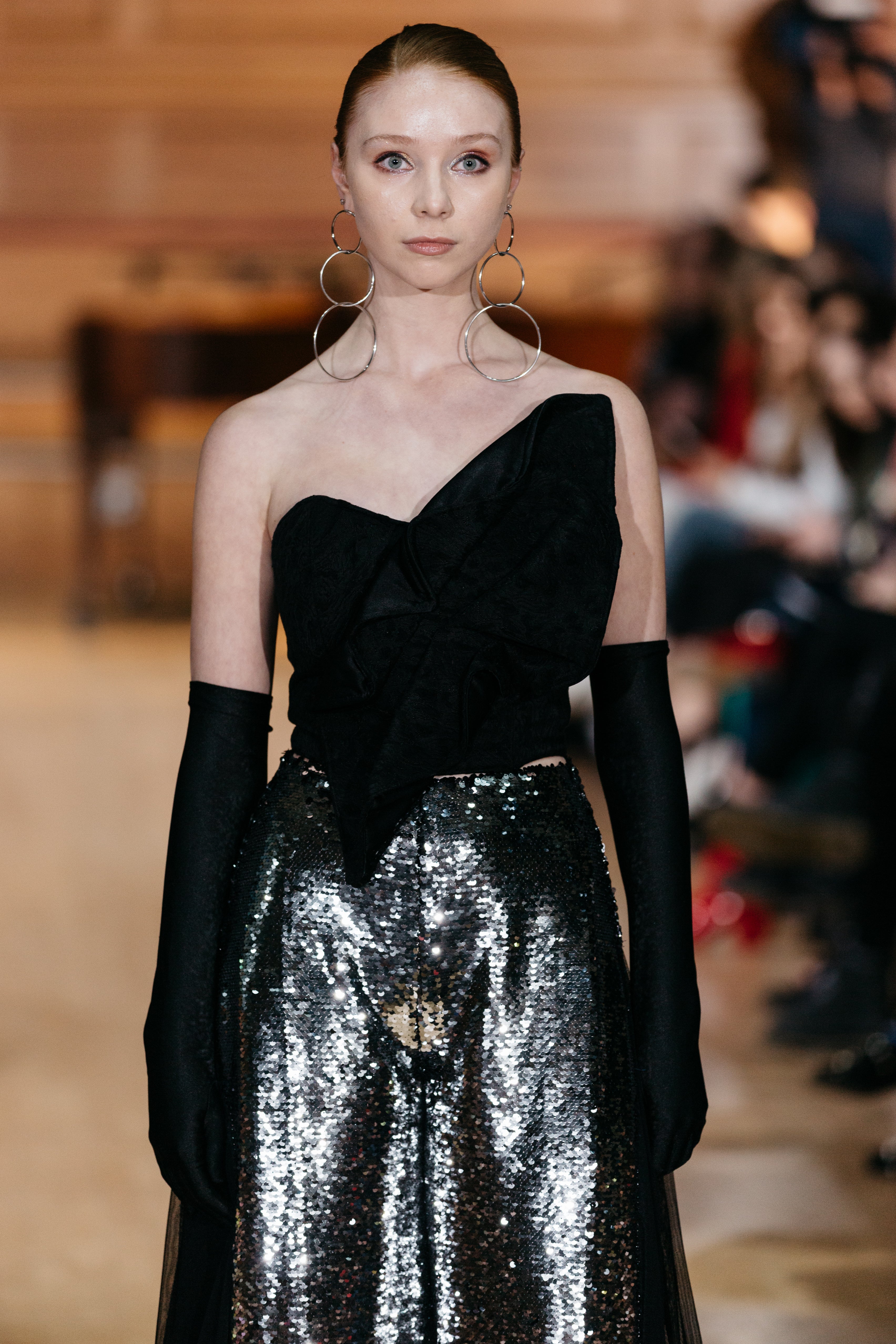 SEQUIN EMBELLISHED GODET TROUSER