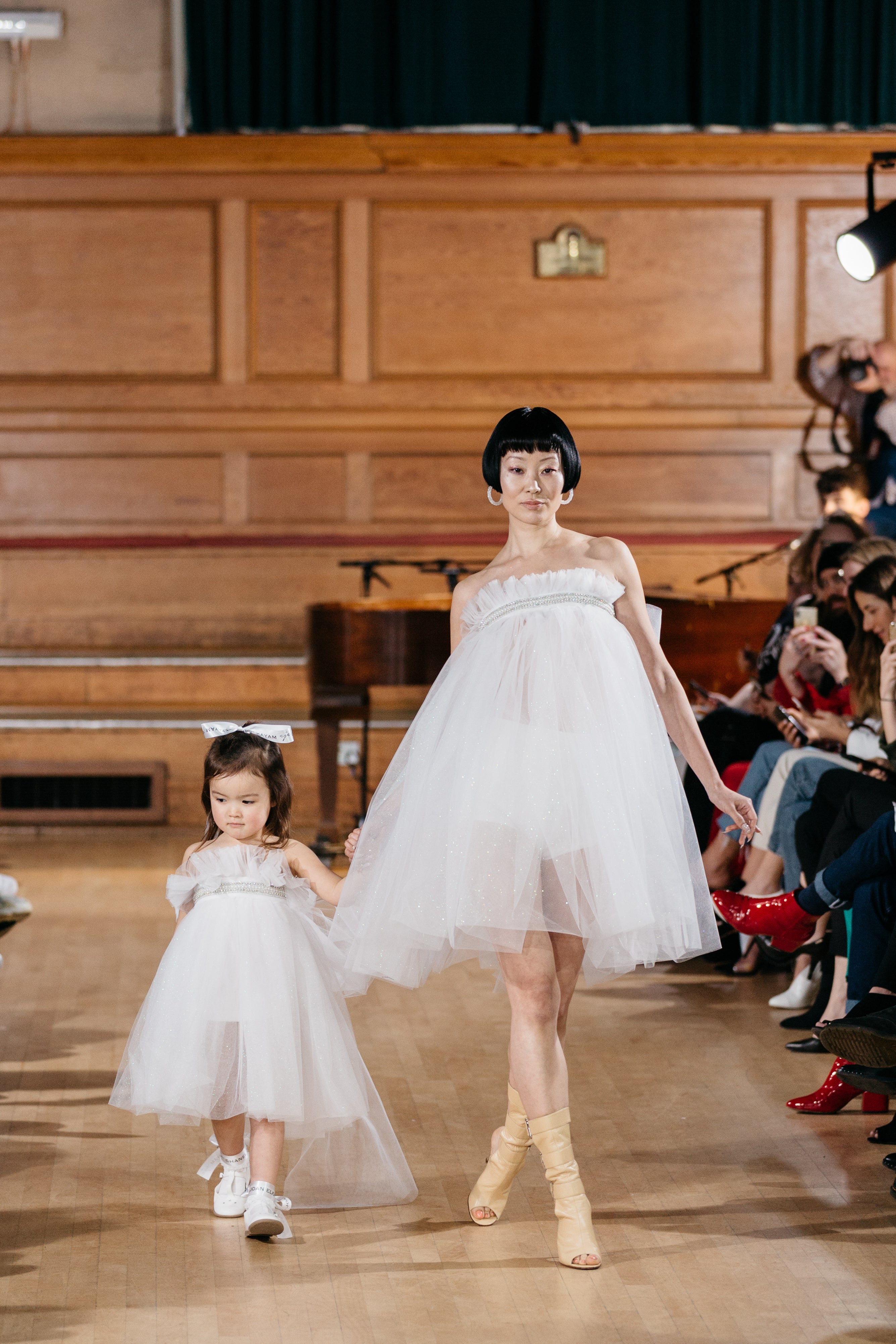 MINI ME HAND CRYSTAL EMBELLISHED GATHERED TULLE DRESS