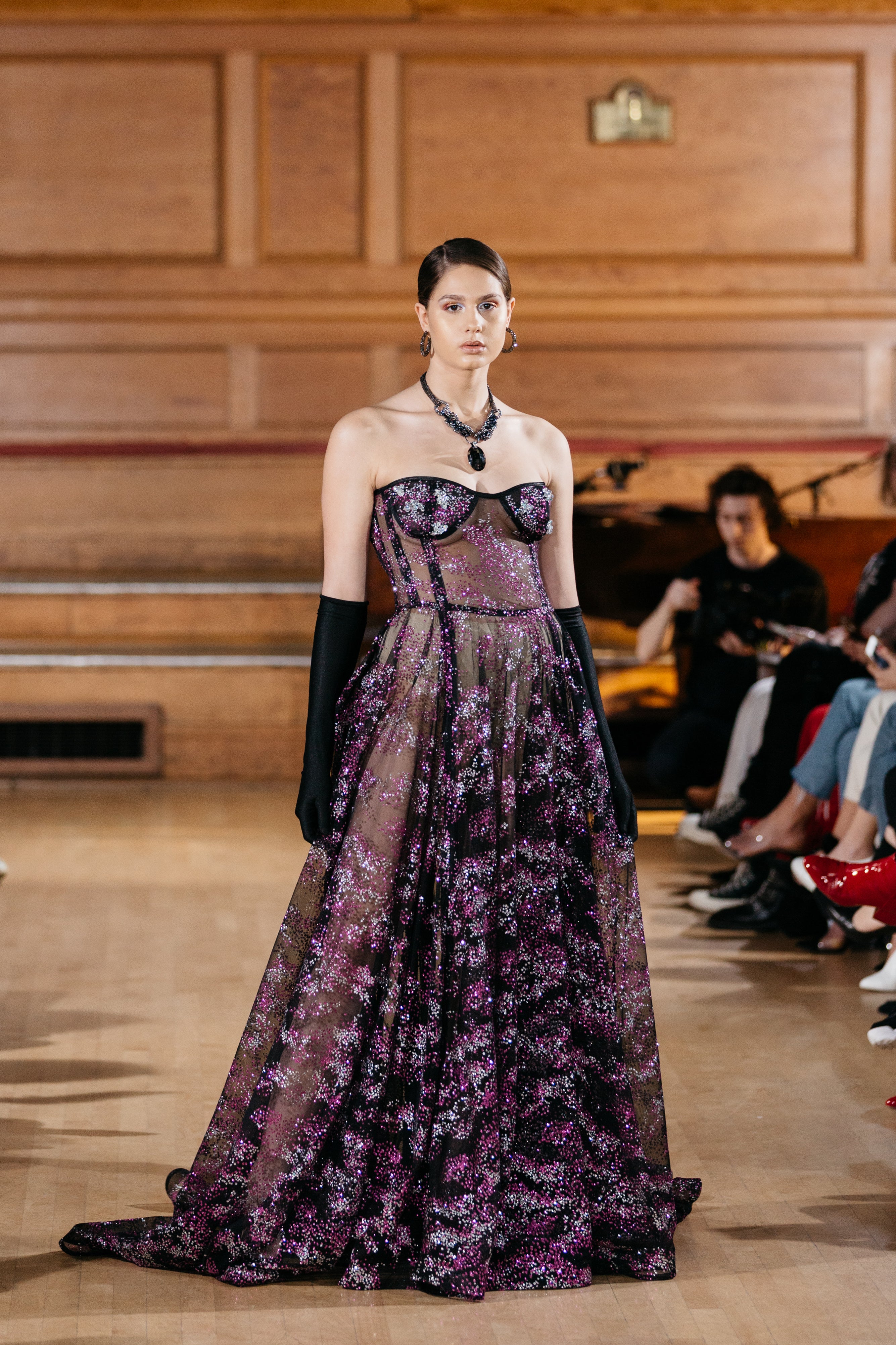 CORSETED TRANSPARENT GOWN