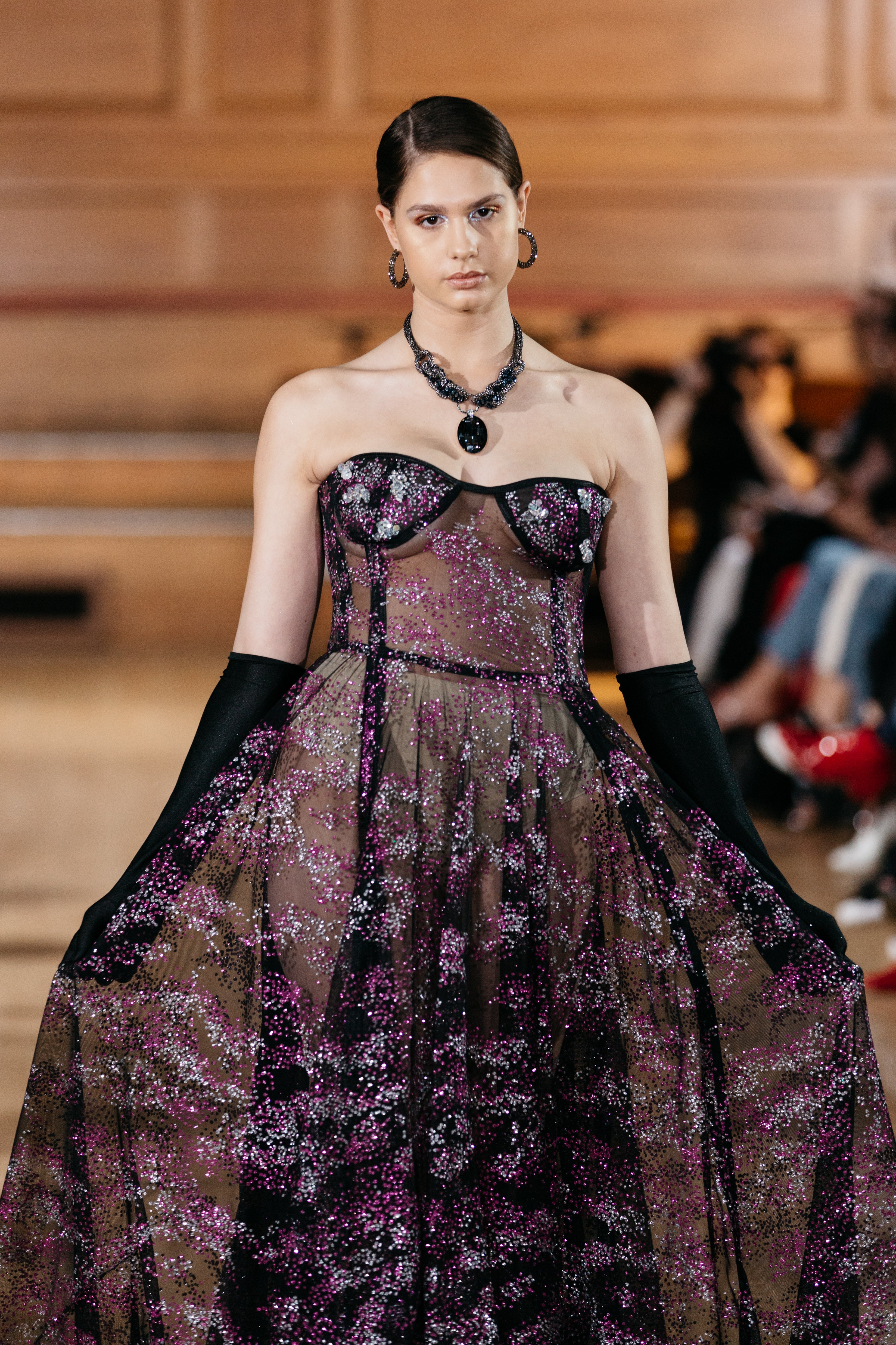 CORSETED TRANSPARENT GOWN