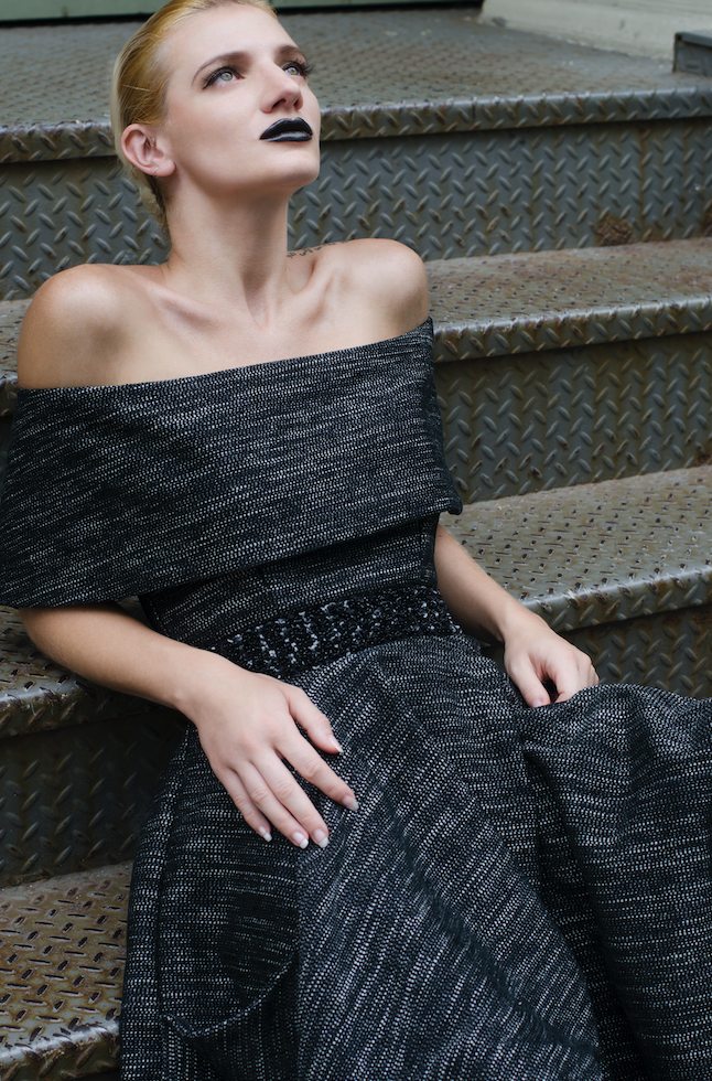 BARDOT NECKLINE HAND EMBELLISHED DRESS