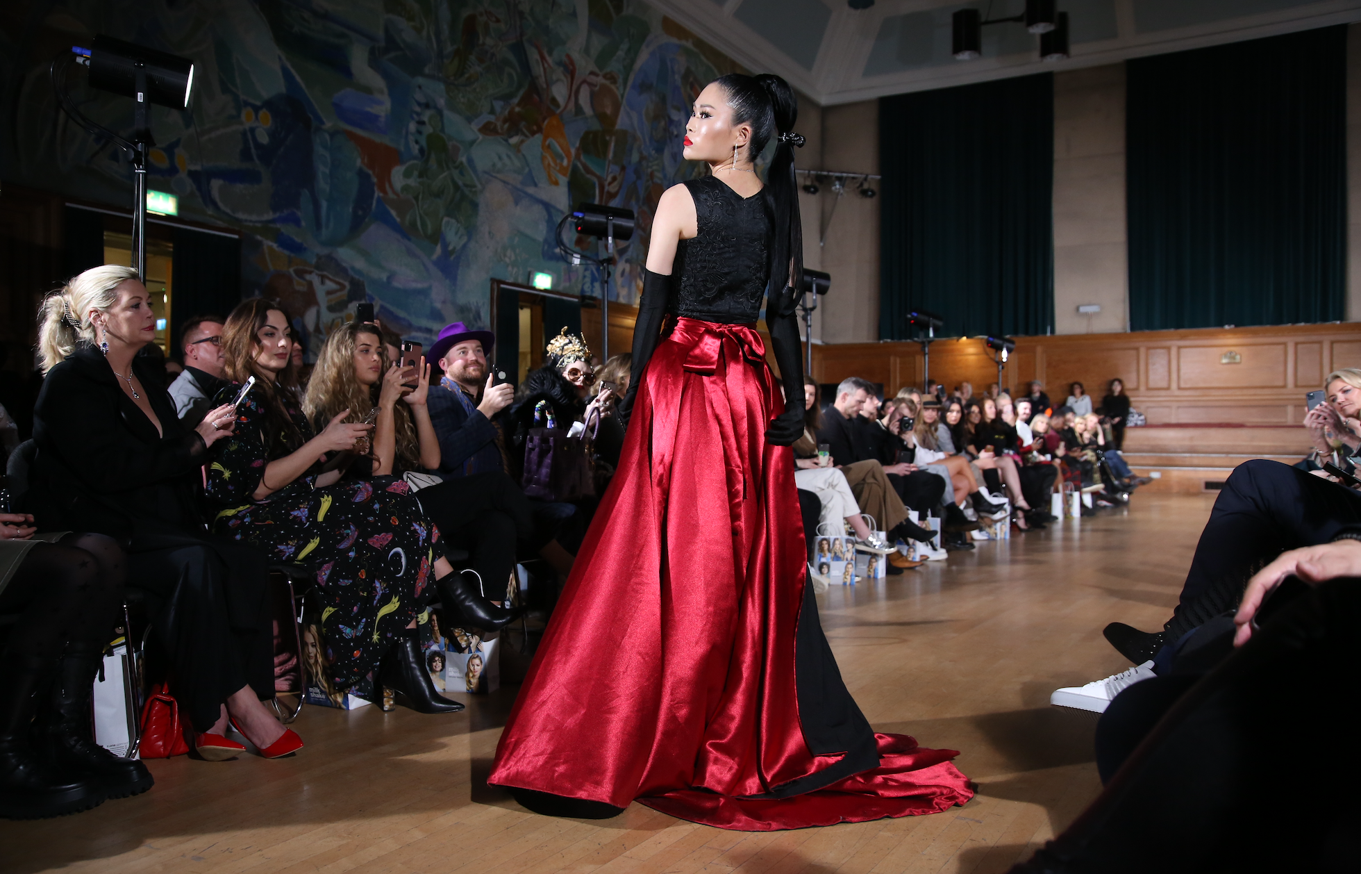 BLACK LACE FITTED DRESS & OVERSKIRT