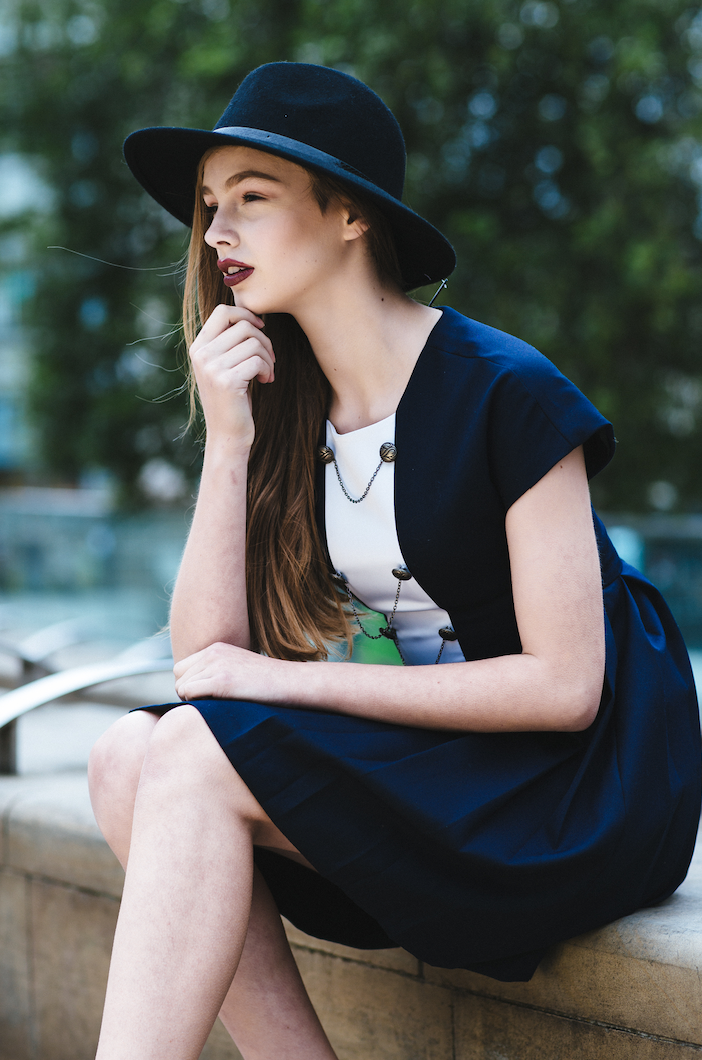 HIGH WAISTED DROP SLEEVE DRESS