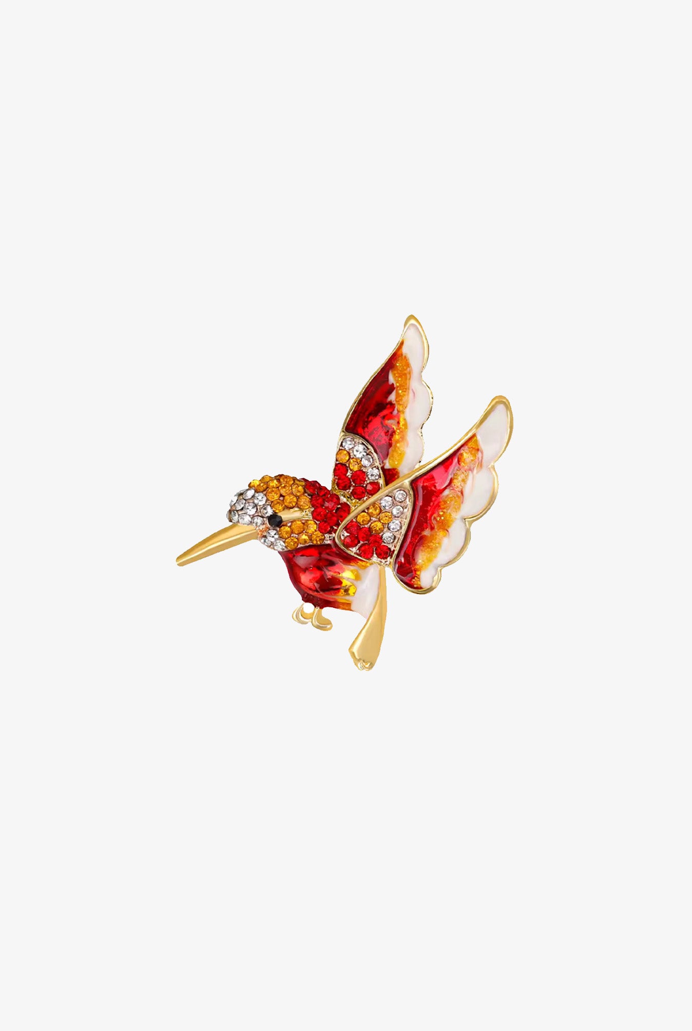 Red Orange Gold Bird Brooch
