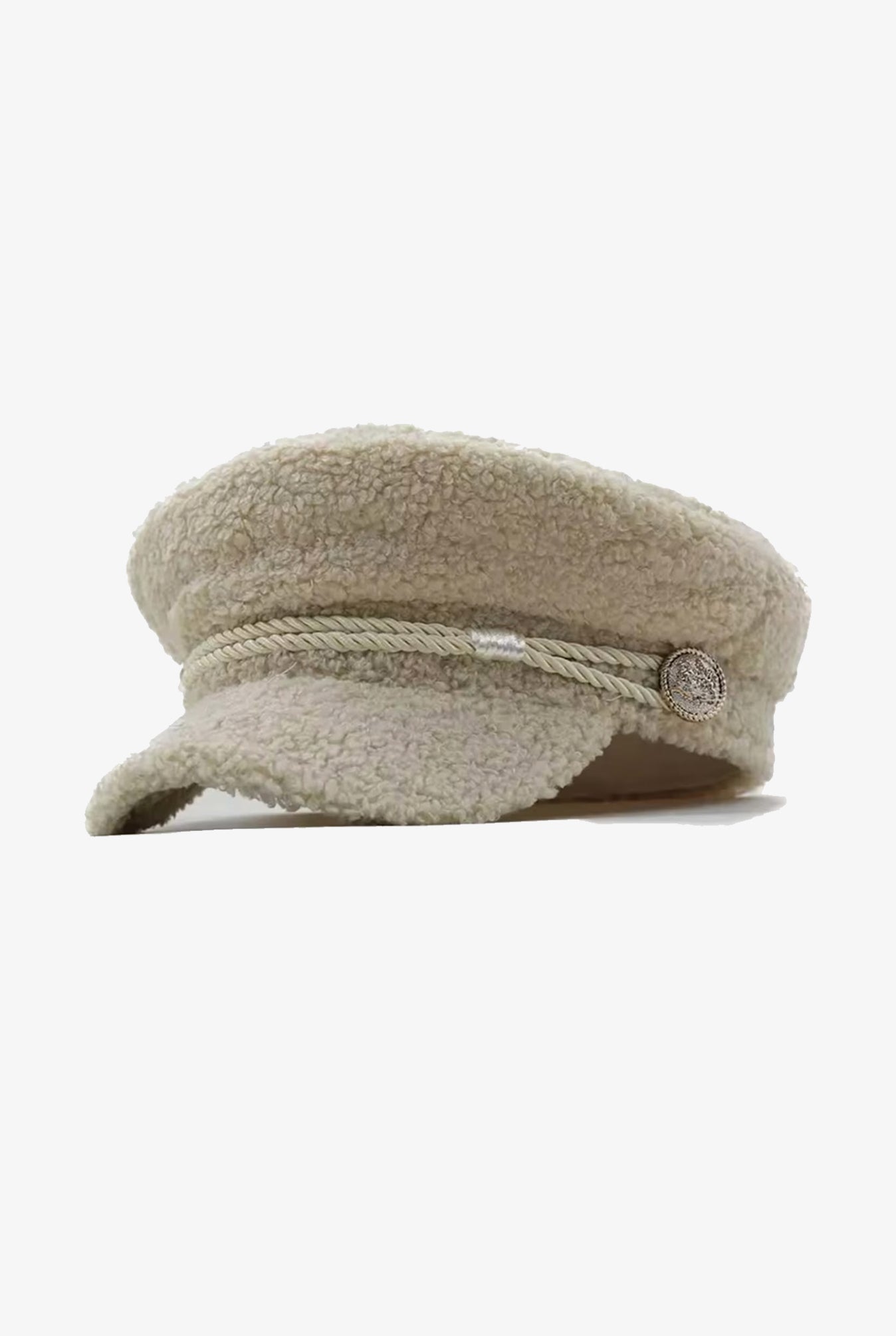 Cream Beige Boucle Baker Boy Hat