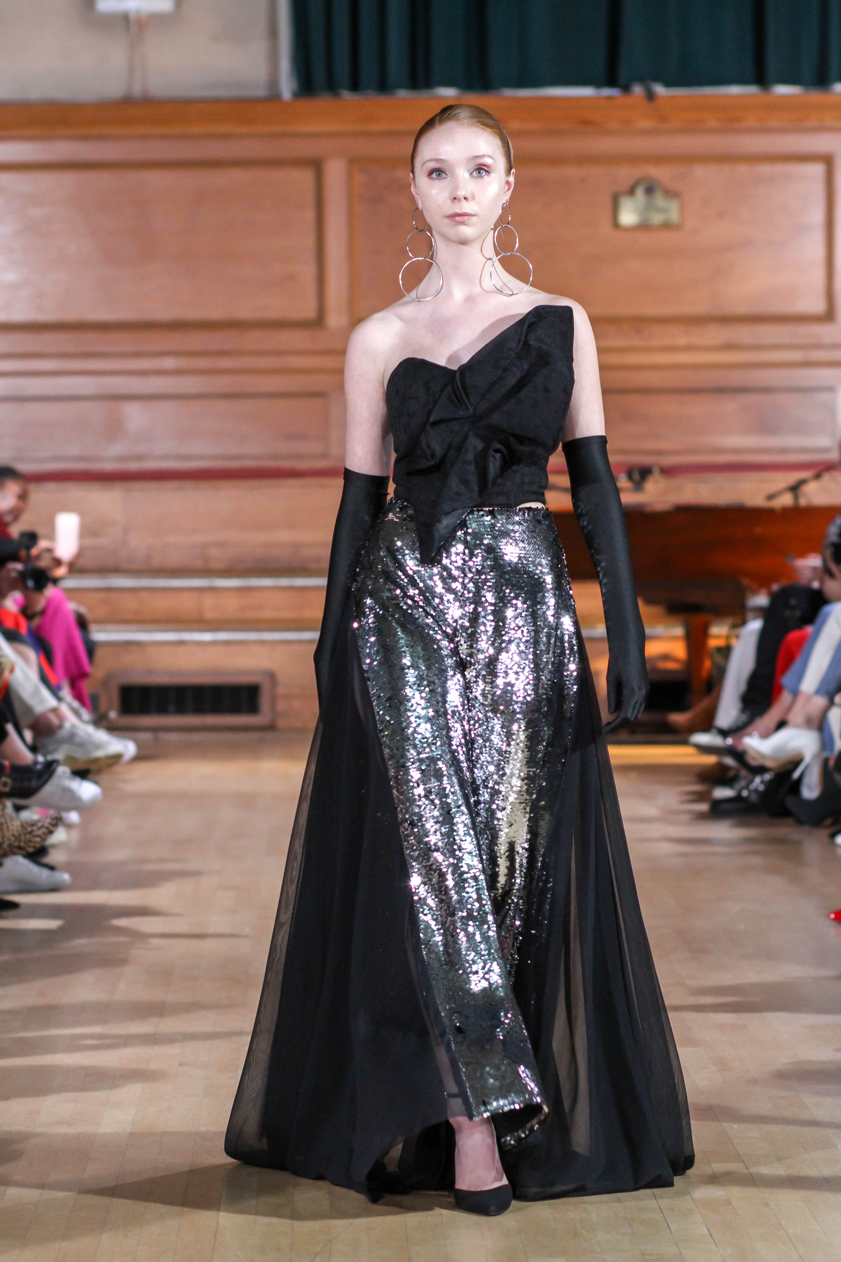 SEQUIN EMBELLISHED GODET TROUSER