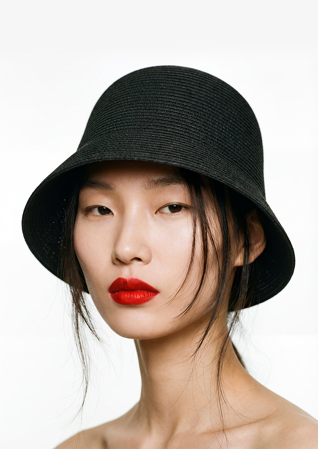 Black Straw Bucket Hat