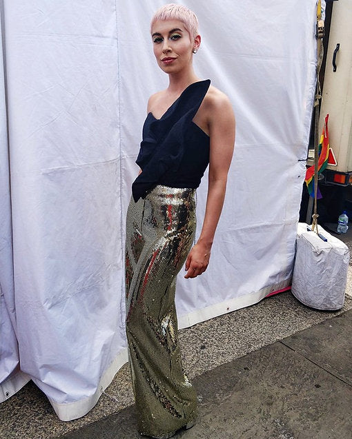 GOLD SEQUIN EMBELLISHED TROUSER