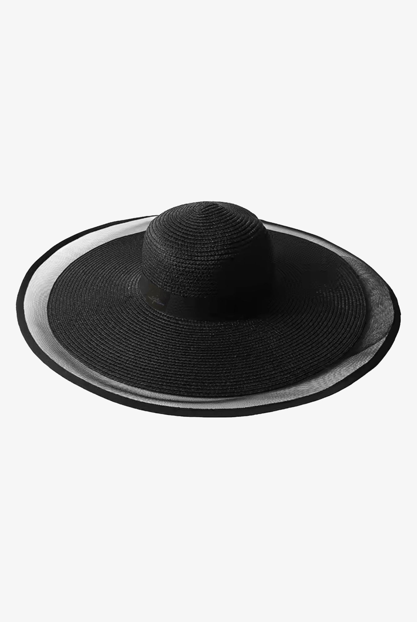 Black Wide Transparent Brim Straw Hat