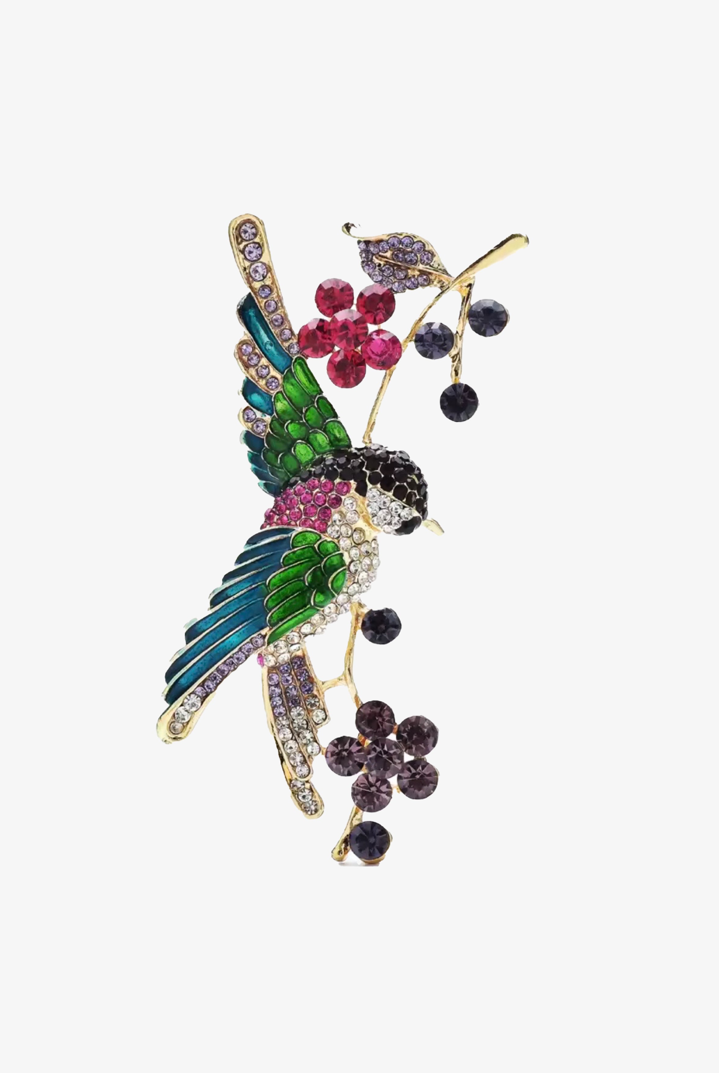 Large Hummingbird Crystal Brooch