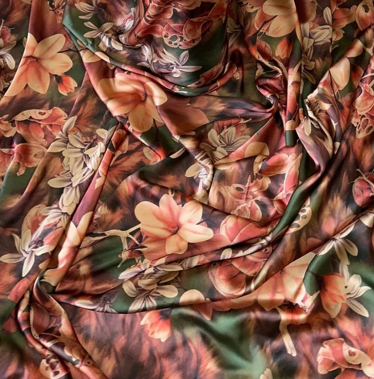 AUTUMN WOODLAND SILK CHARMEUSE SCARF