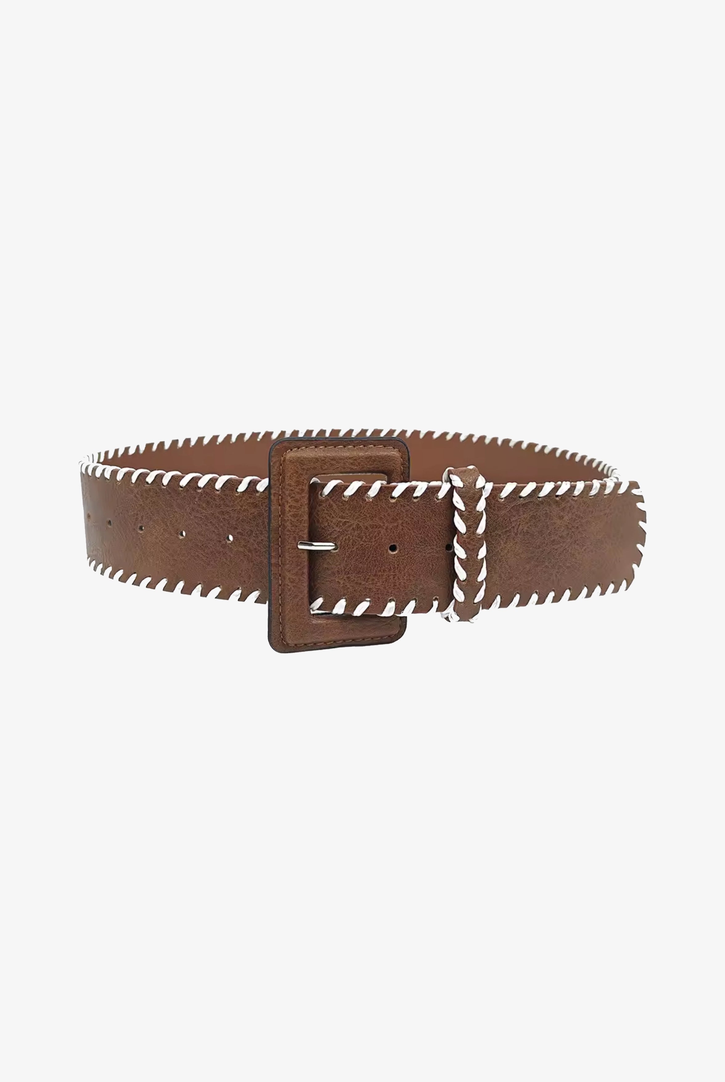 Brown Embroidered Edge Belt