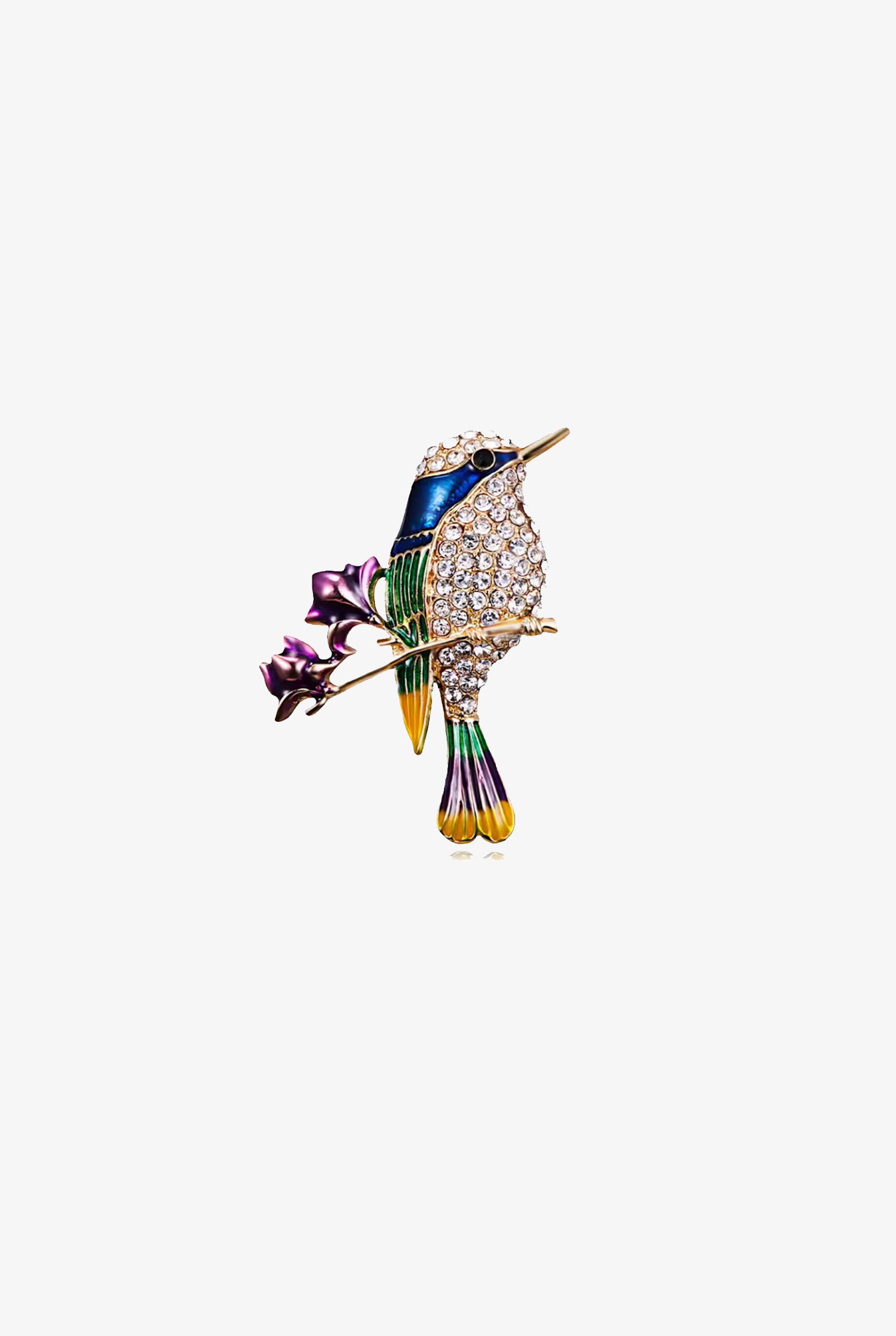 Crystal Embellished Multicolour Bird Brooch