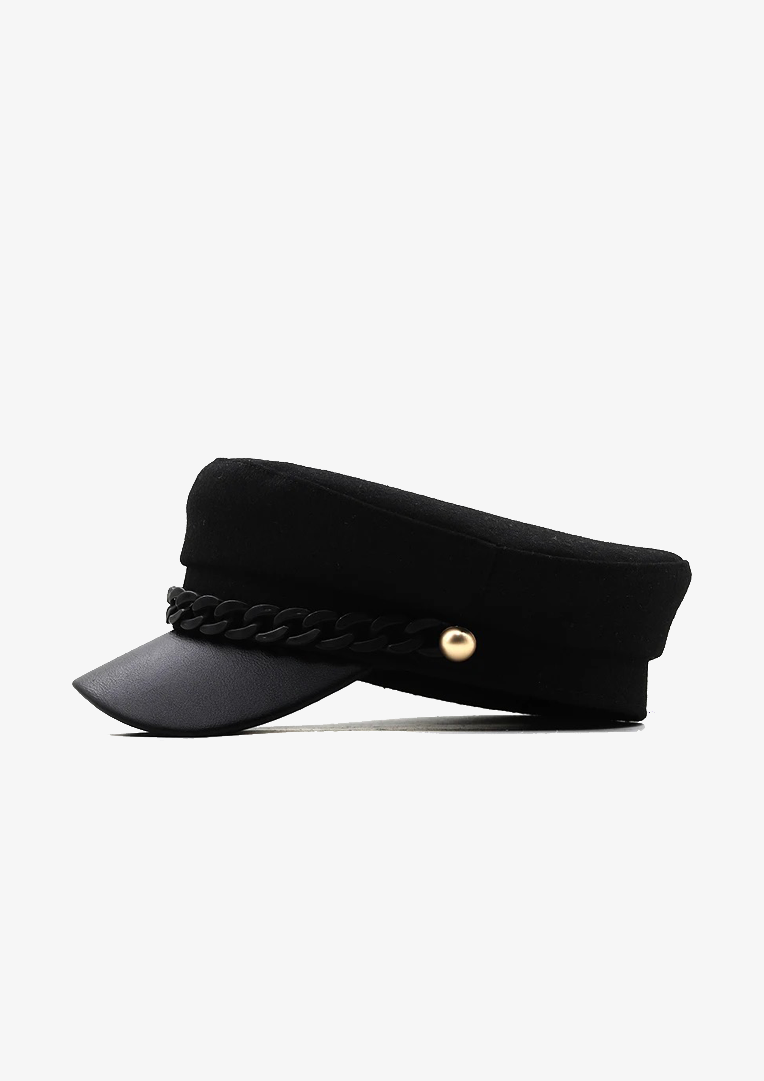 Black Chunky Chained Baker Boy Hat