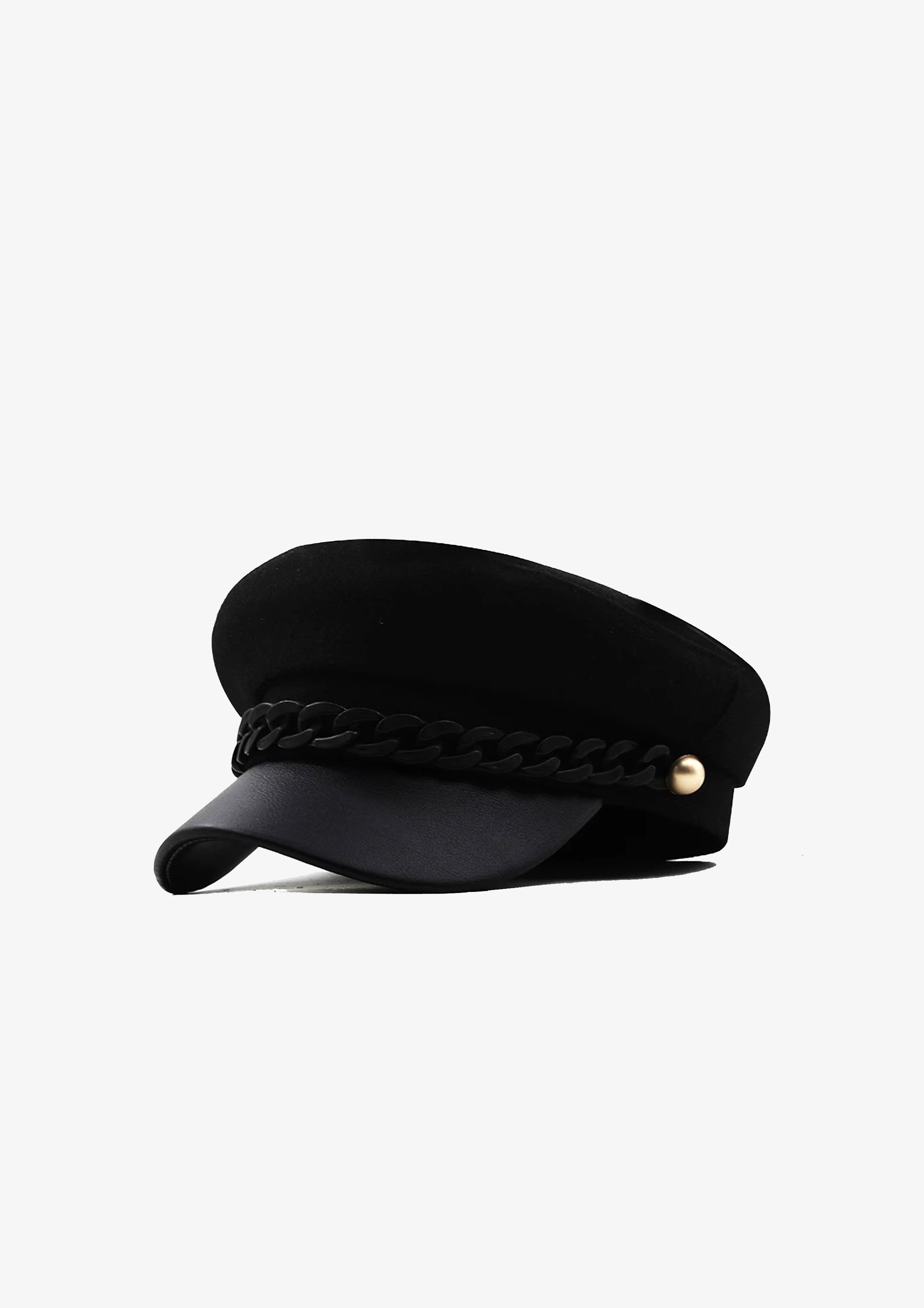 Black Chunky Chained Baker Boy Hat