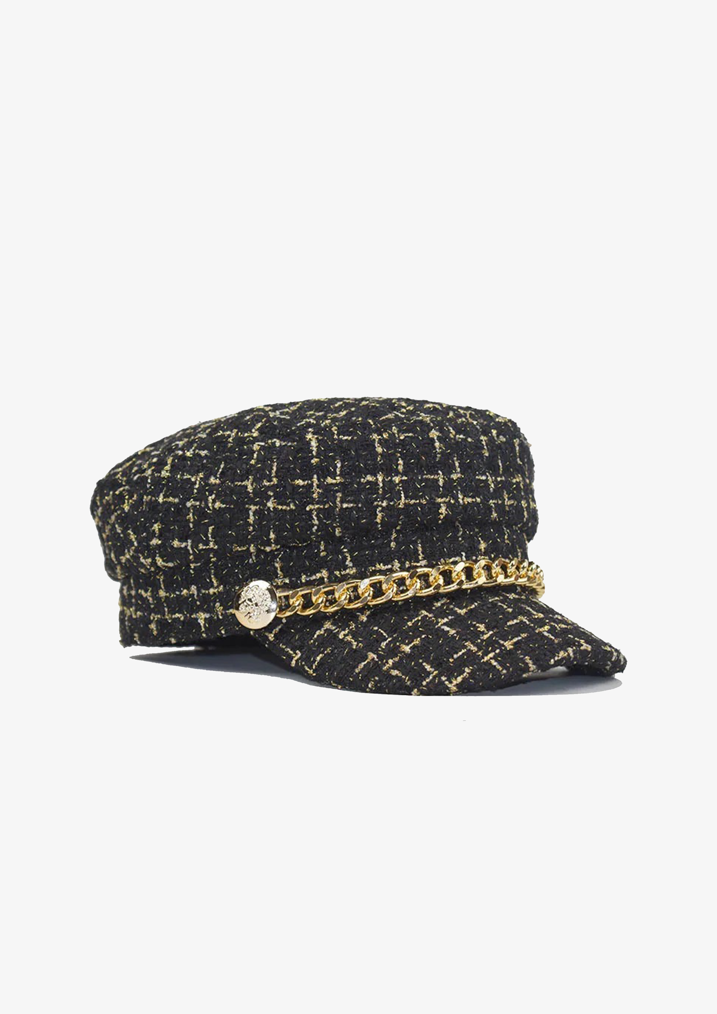 BLACK TWEED BAKER BOY HAT