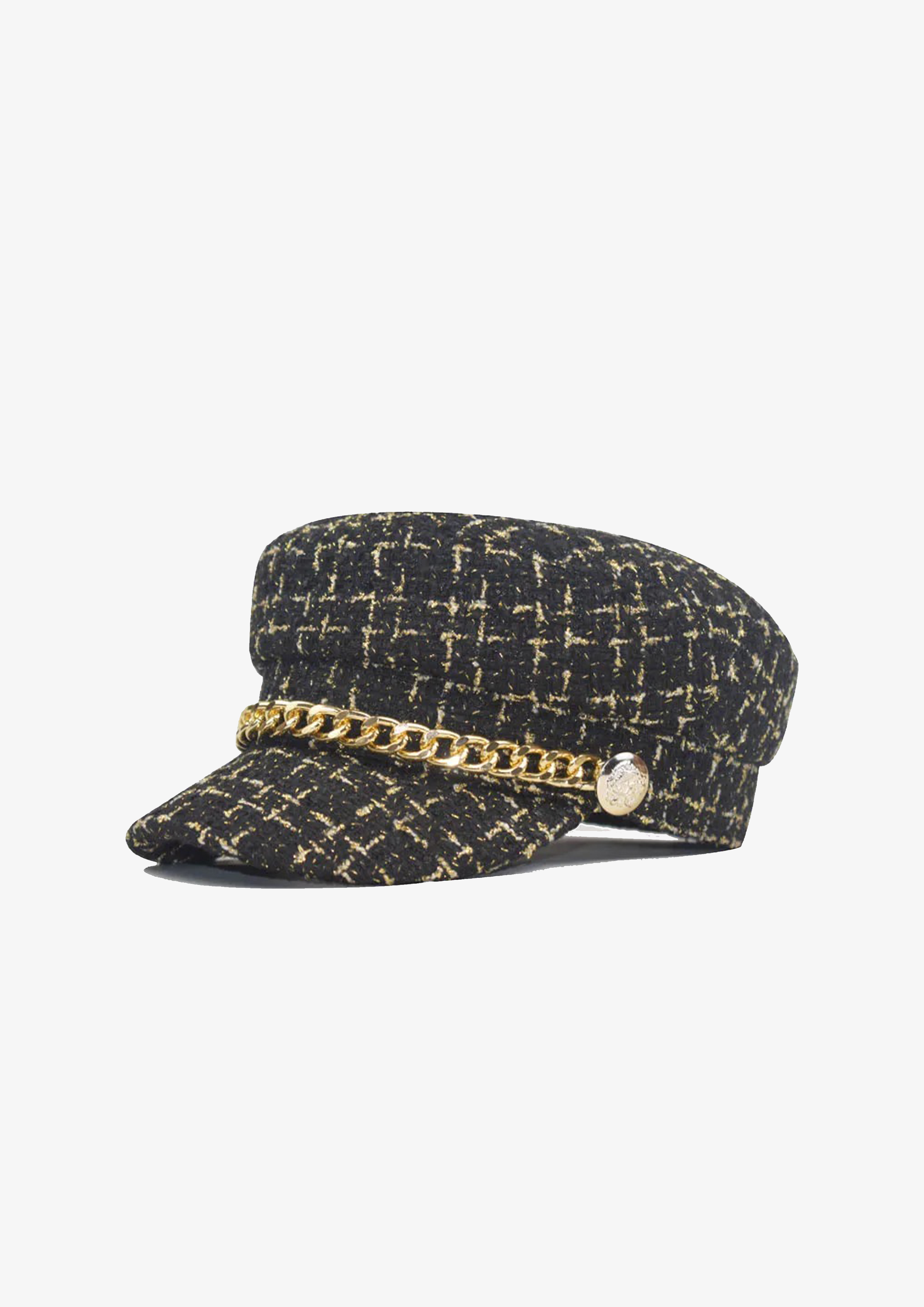 BLACK TWEED BAKER BOY HAT