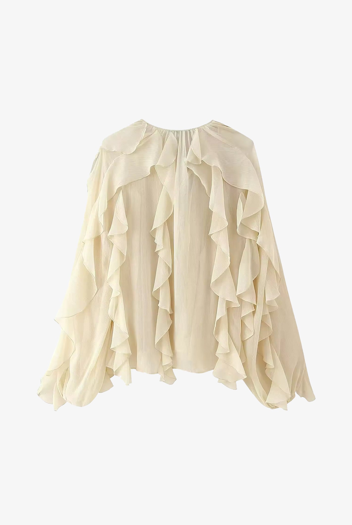 Cream Ruffled Chiffon Blouse