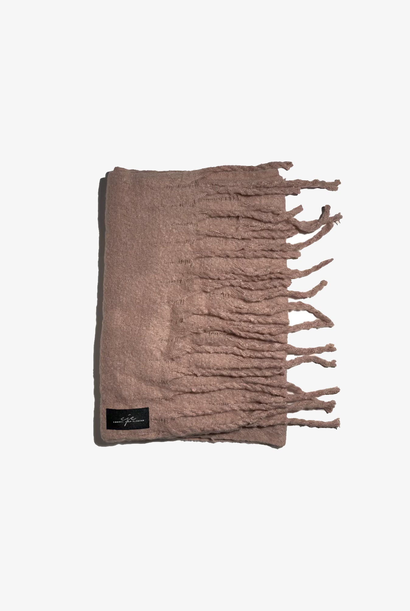 Pink Large Fringed Cashmere-Blend Winter Scarf