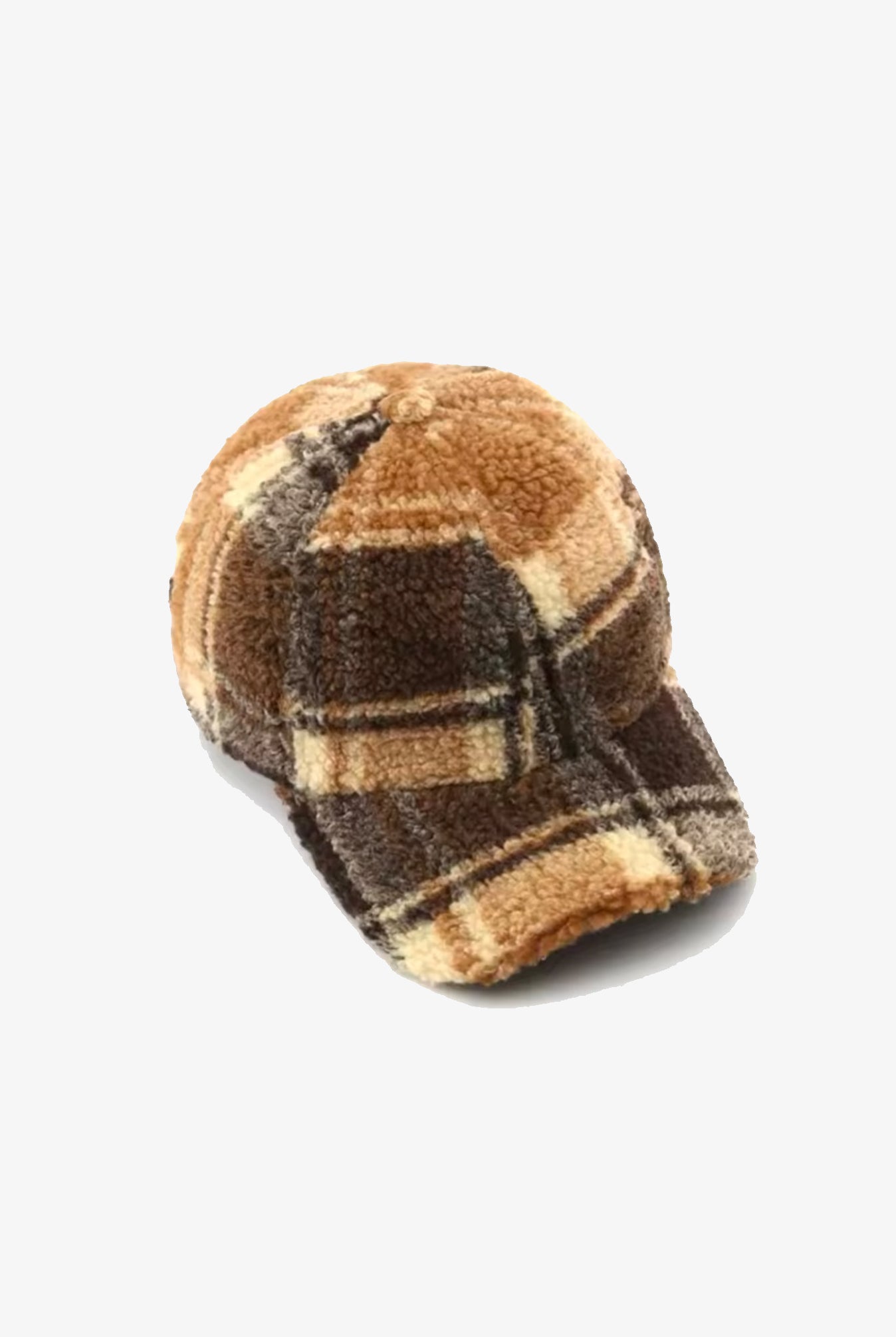 Brown Tartan Boucle Textured Cap