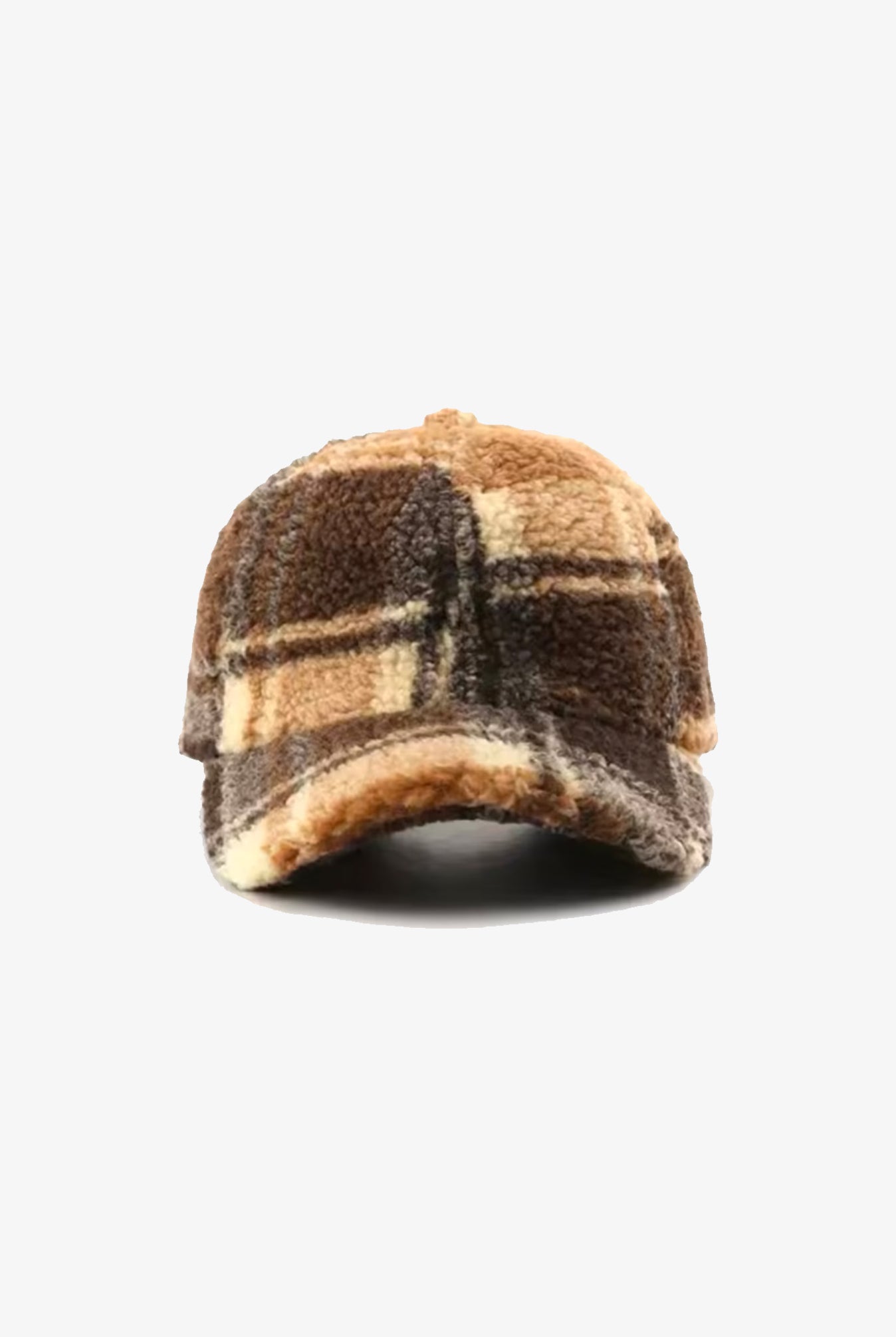 Brown Tartan Boucle Textured Cap