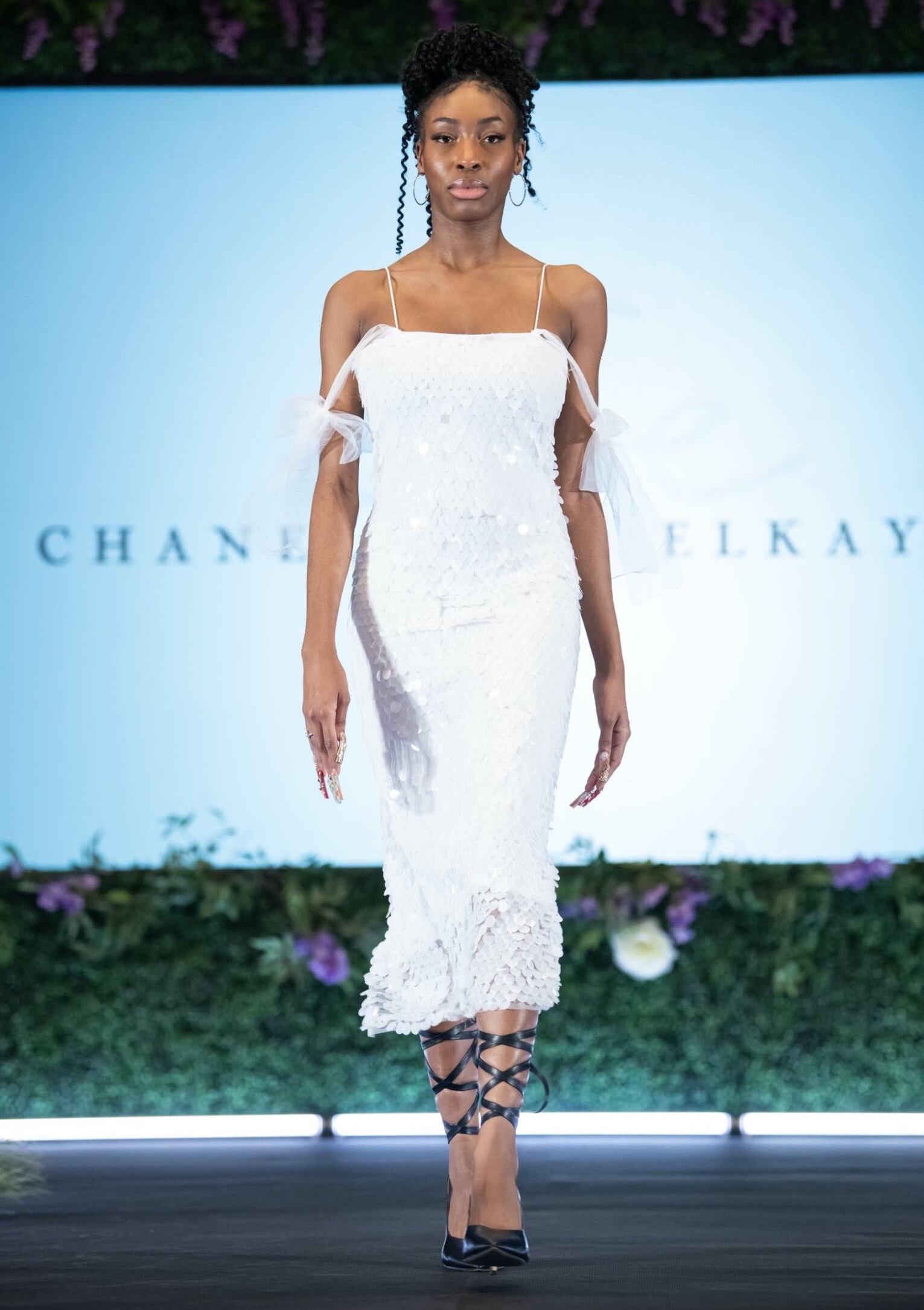 Midi White Sequin Embellished Dress