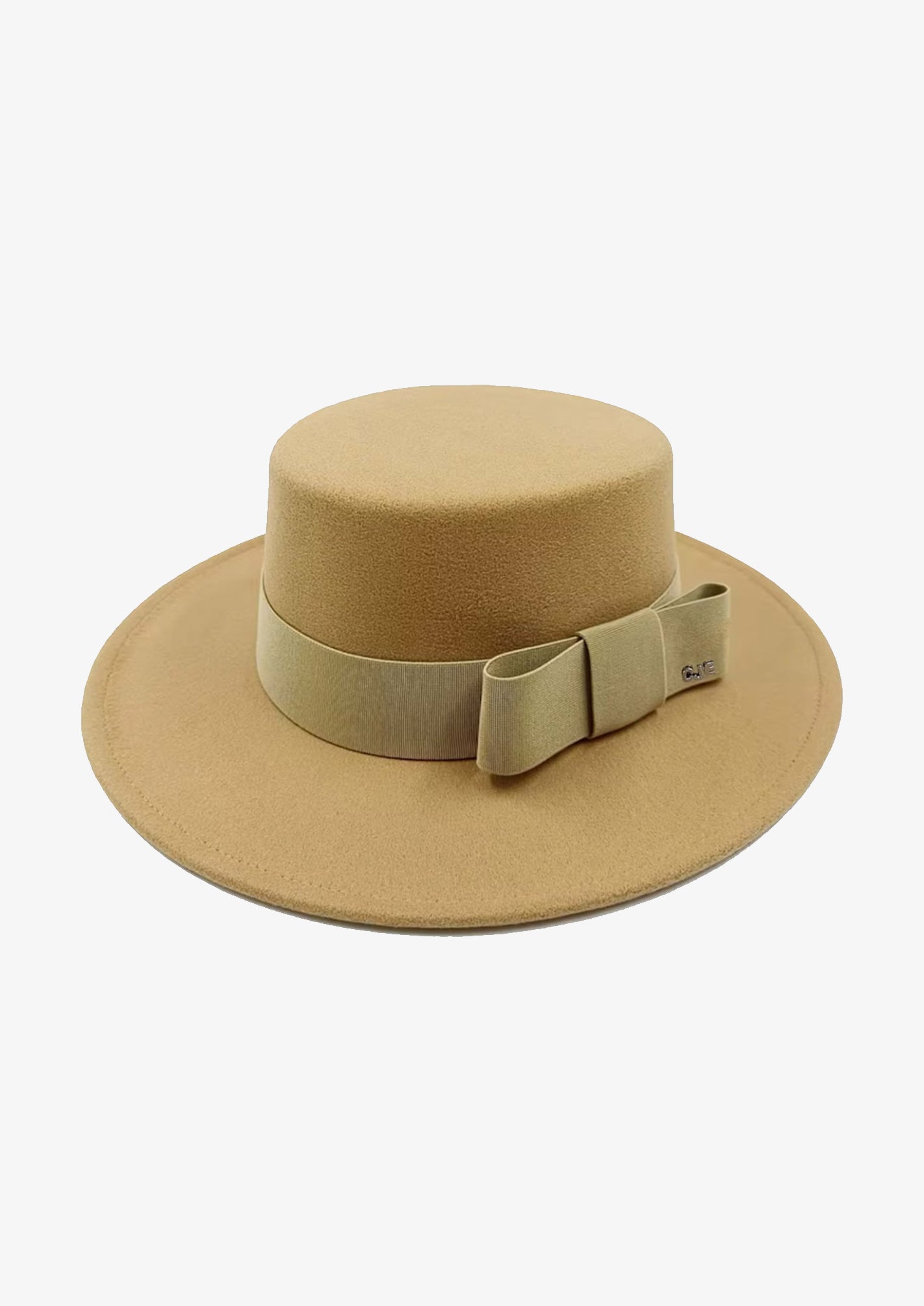 Wool Wide Brim Camel Boater Hat
