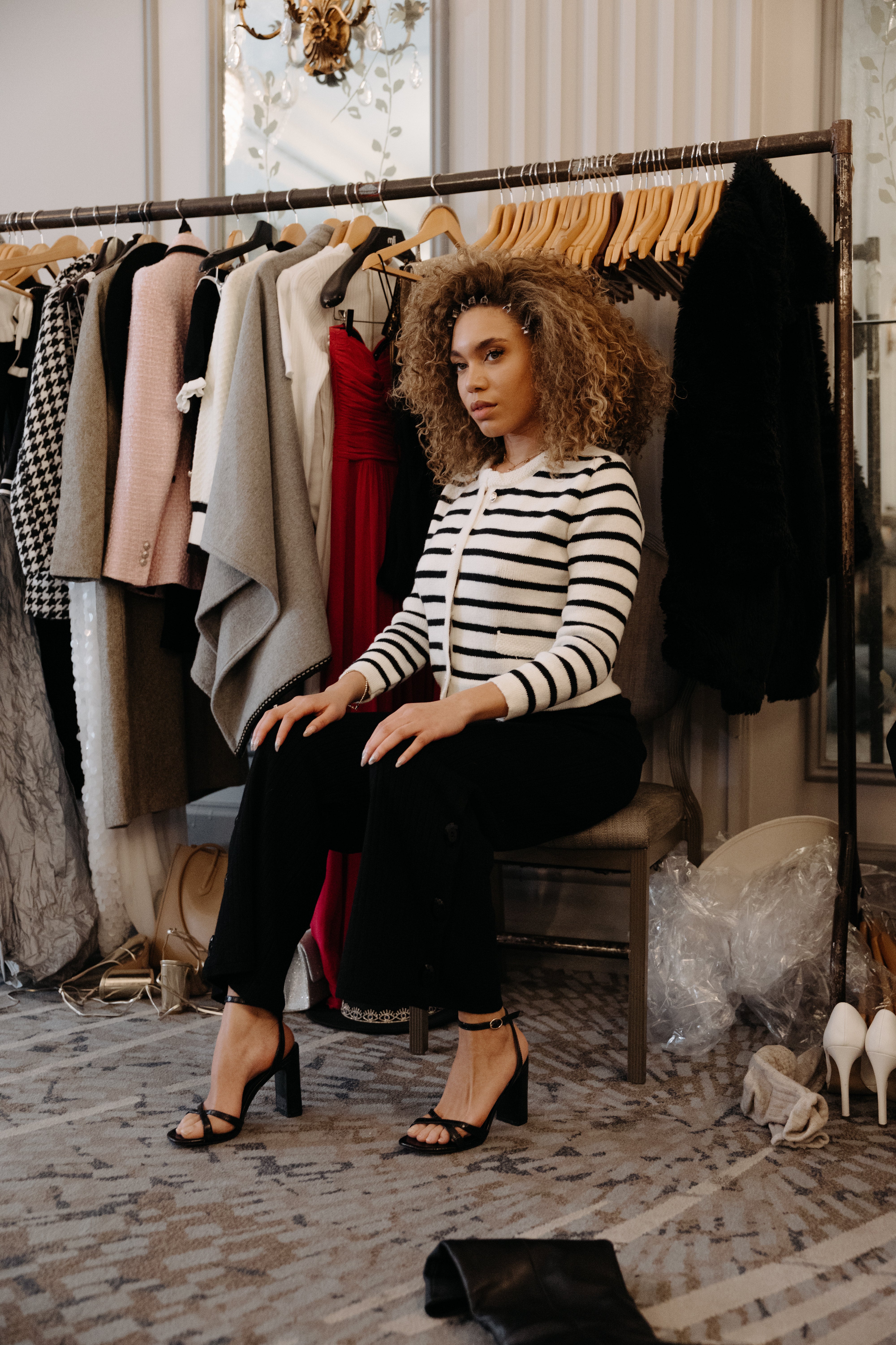 Wool Blend Knitted Striped Cardigan