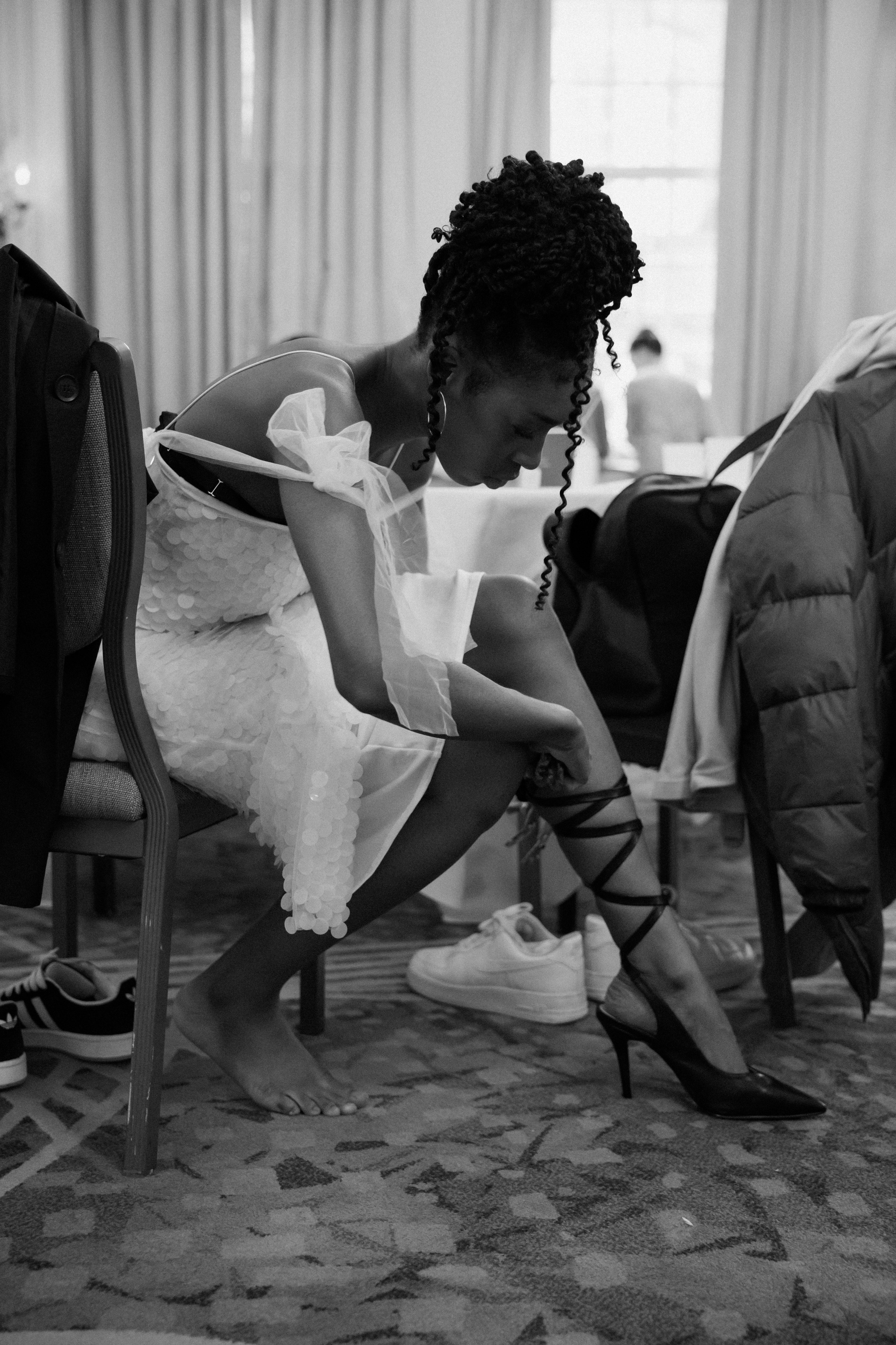 Midi White Sequin Embellished Dress