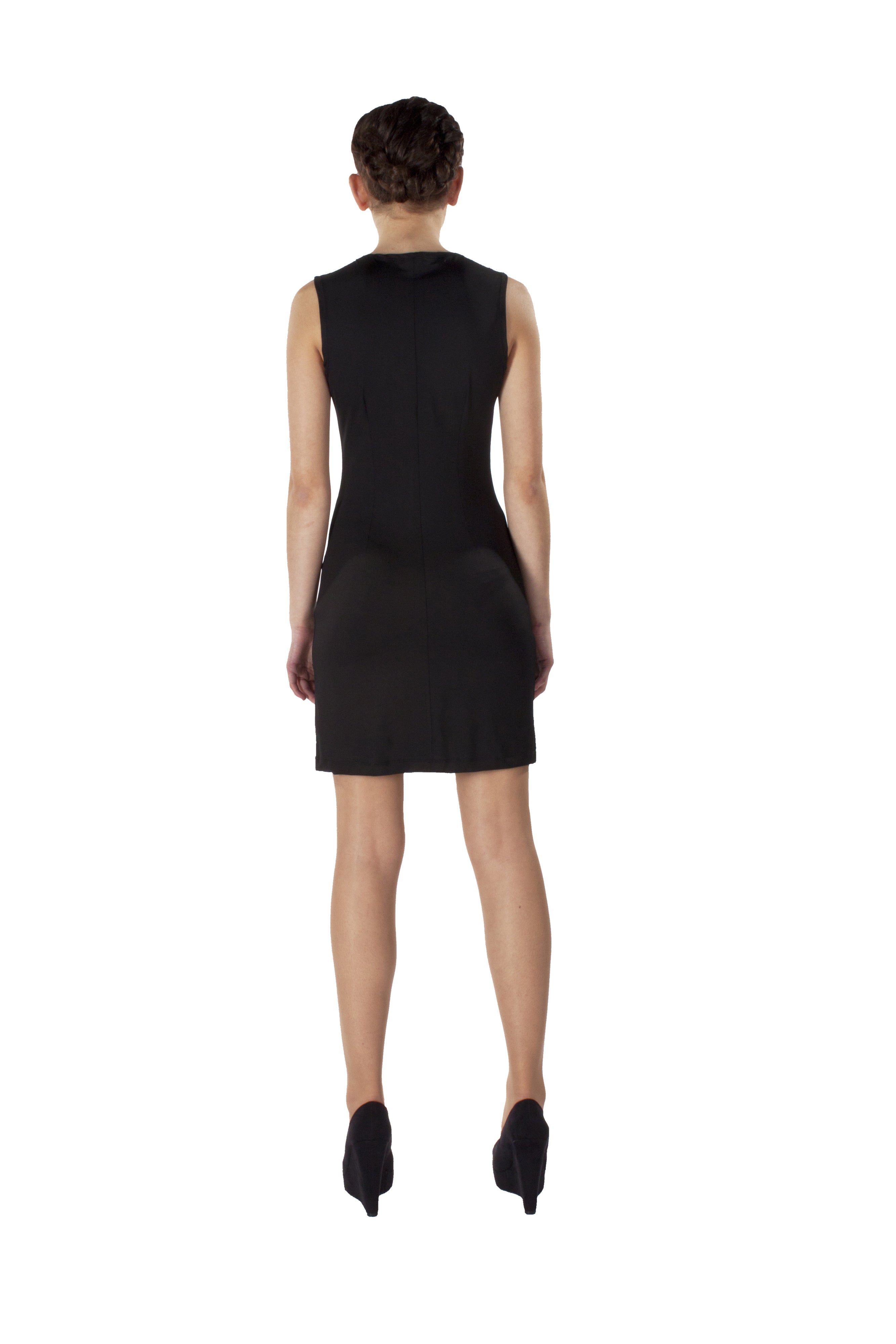 EMBELLISHED NECK SLEEVELESS DRESS