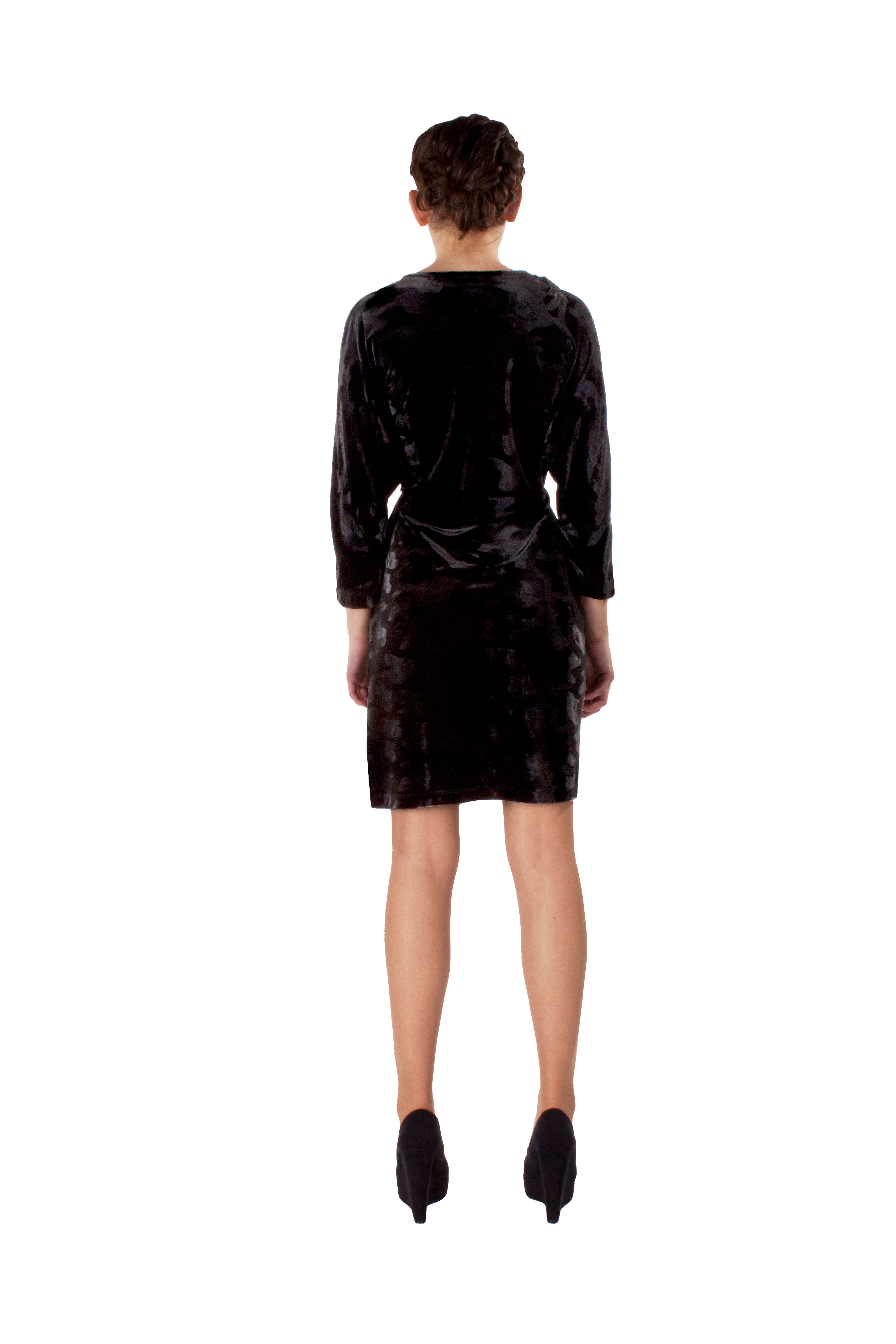 EMBROIDERED APPLIQUE KIMONO WRAP DRESS