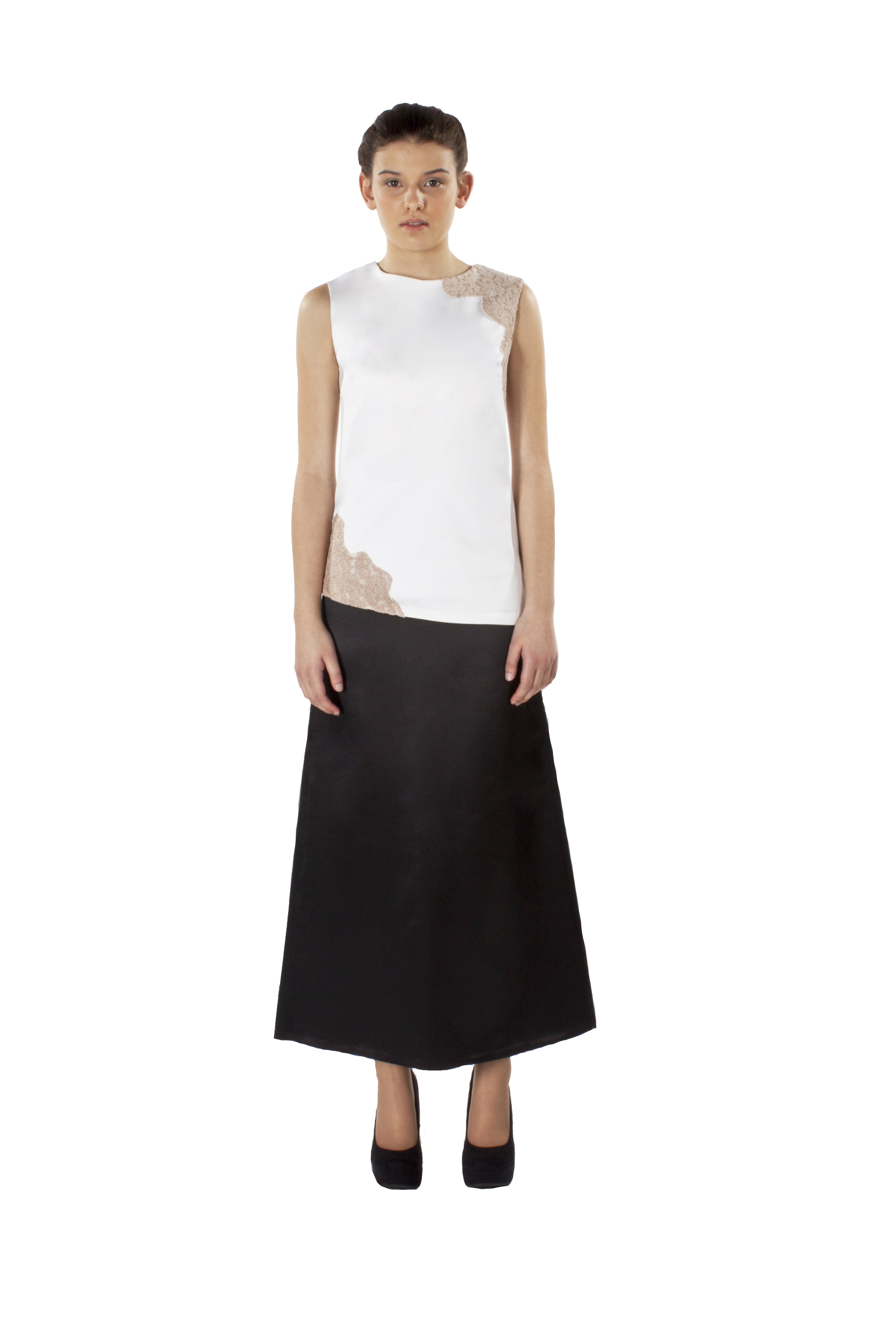 SLEEVELESS ASYMMETRIC DETAILED TUNIC