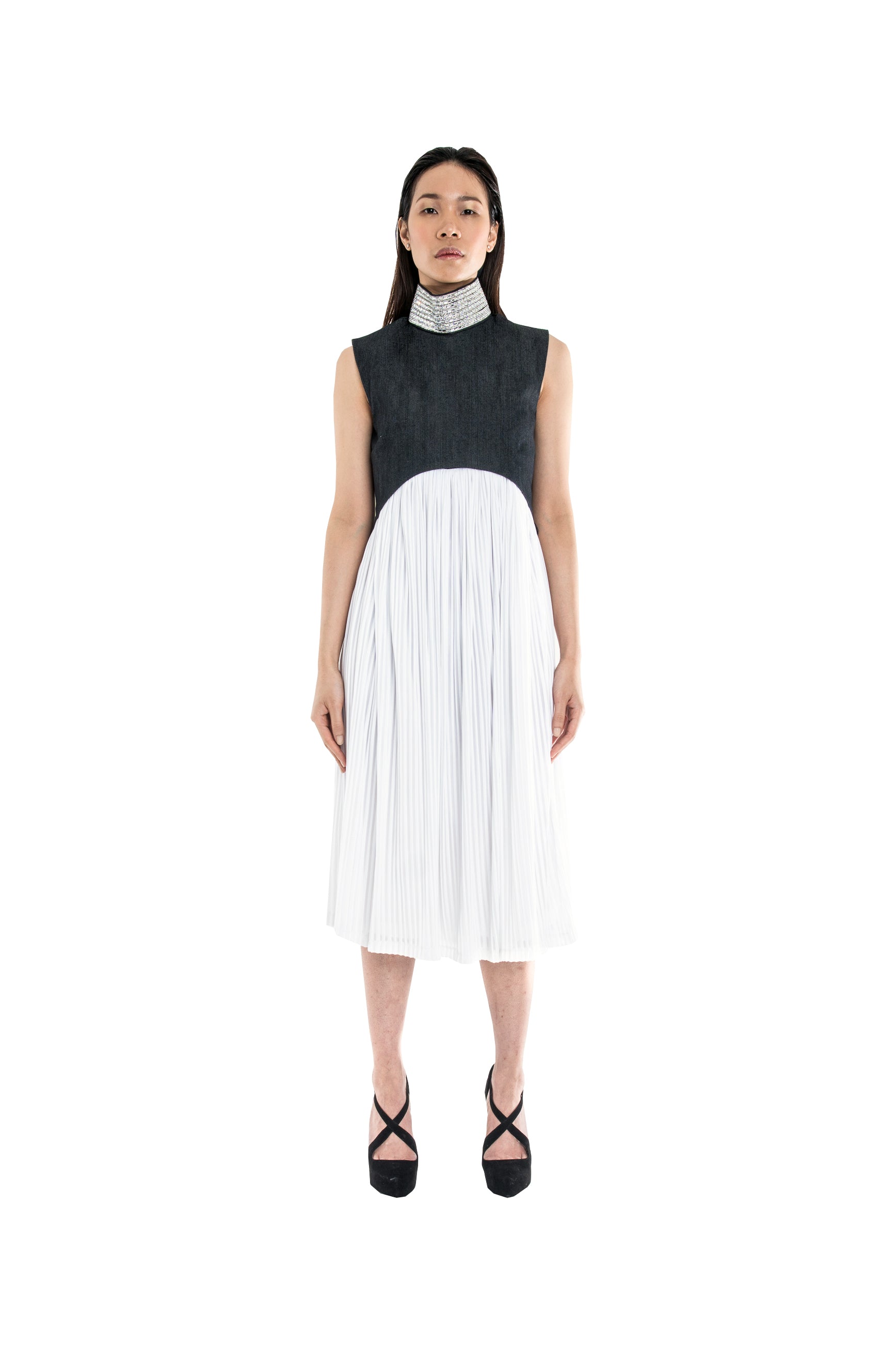 HAND EMBELLISHED CRYSTAL CURVE DRESS